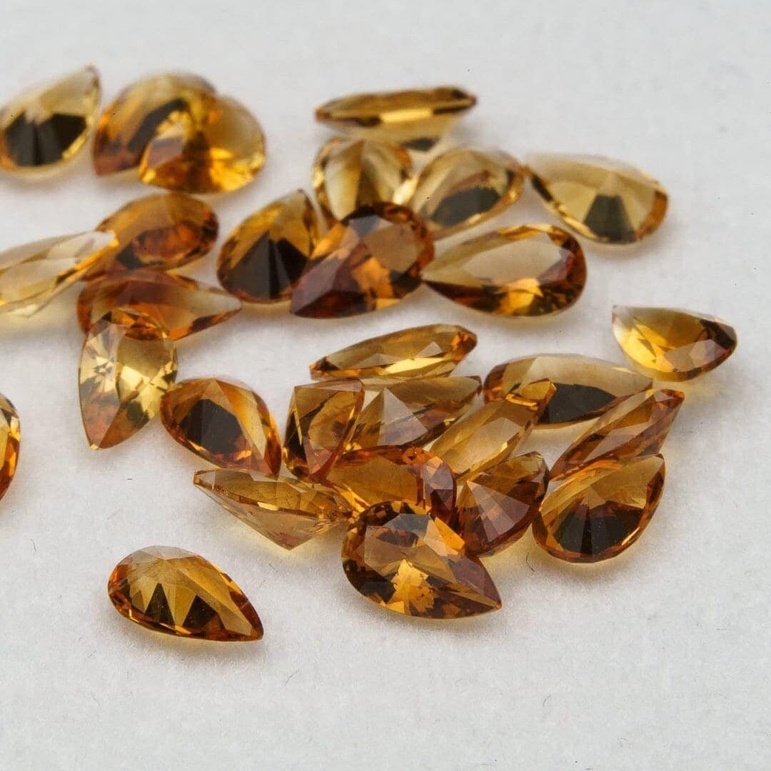Citrine faceted pear cut 4.30 carat 30pcs 3x5mm loose gemstone