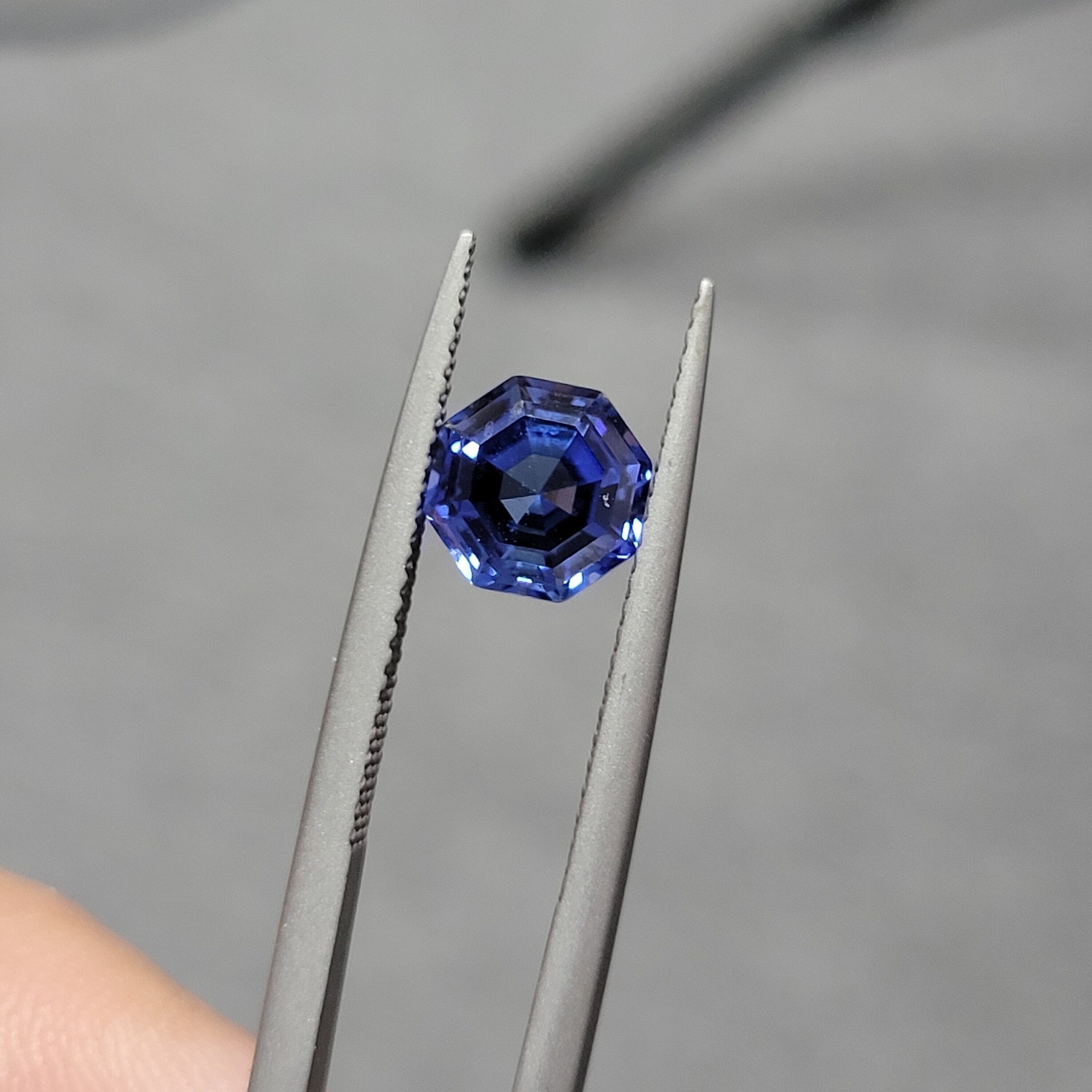 7mm loose sapphire 2.16ct lab grown octagon cut, ceylon sapphire, blue gemstone