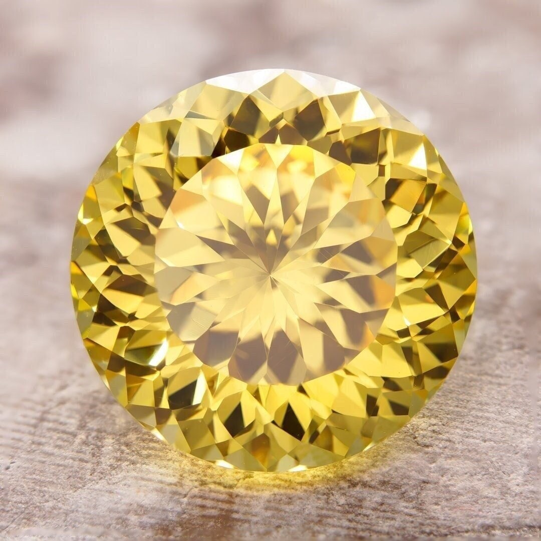 12mm loose yellow portuguese round cut cubic zirconia