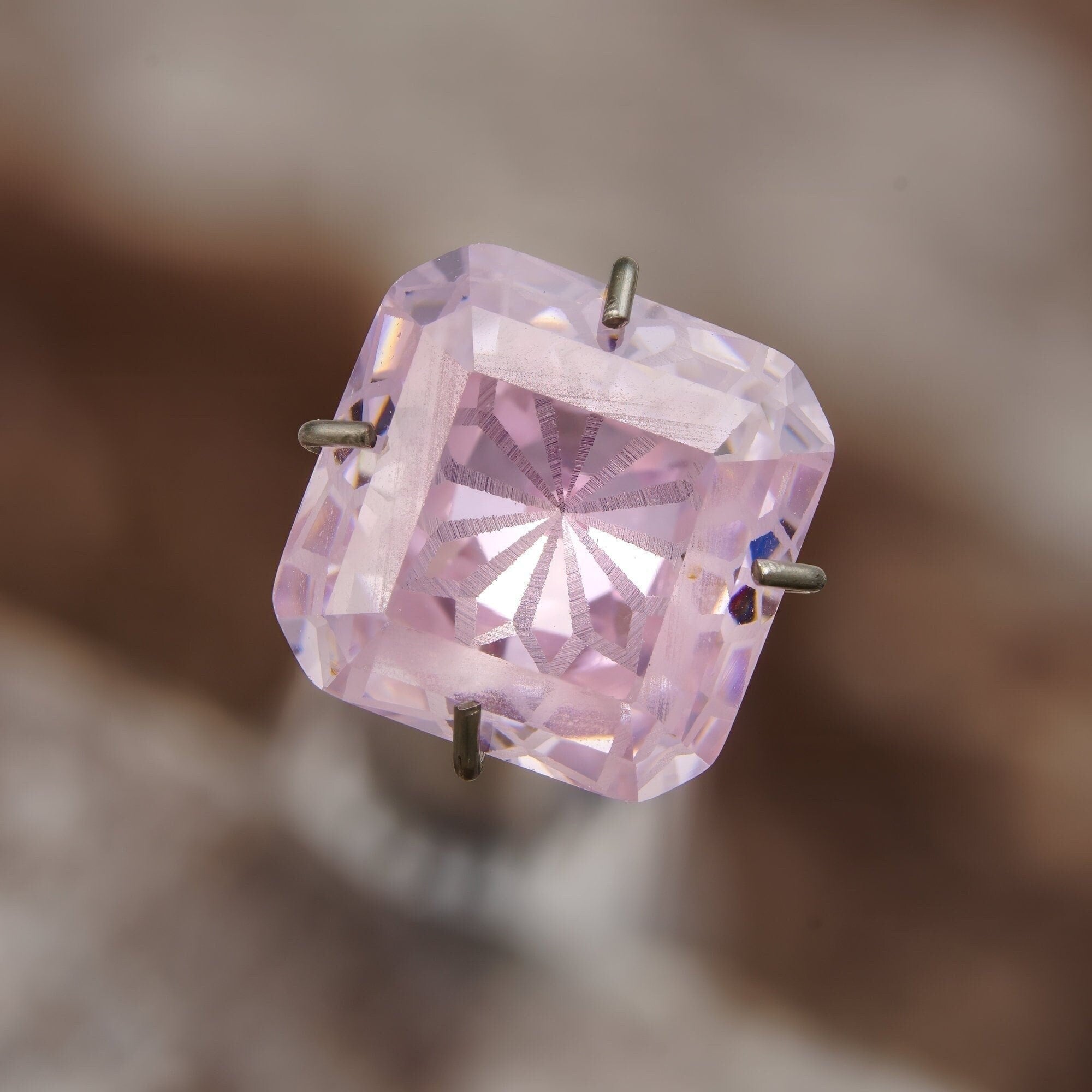 8mm ascher loose cubic zirconia fantasy square cut light pink color