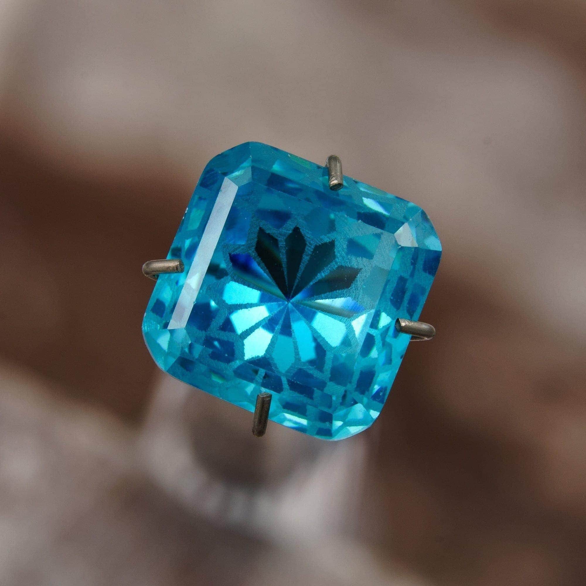 8mm ascher loose cubic zirconia fantasy square cut aqua blue color