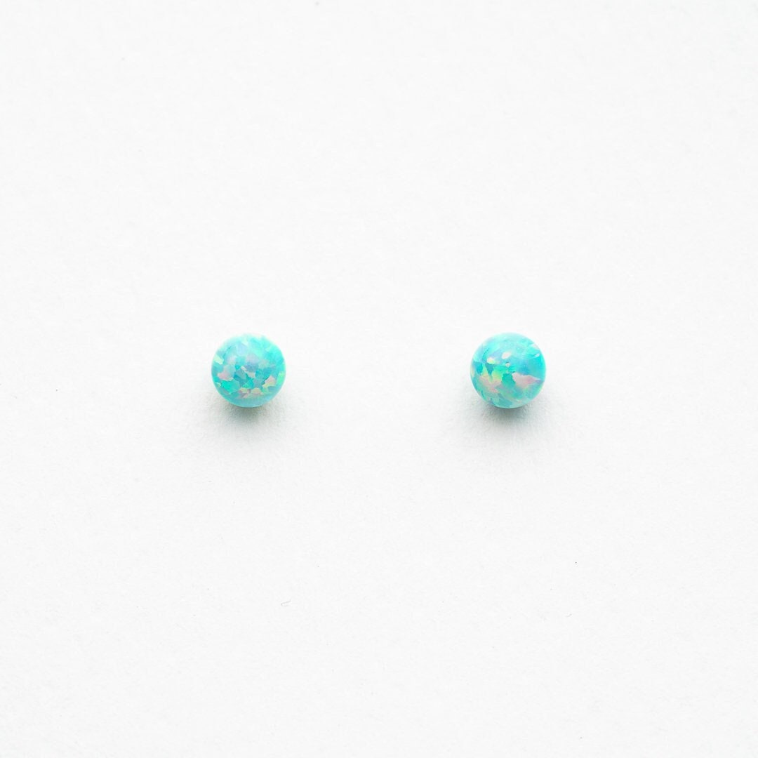925 sterling silver stud earrings 4mm opal gemstone rhodium plated jewelry design