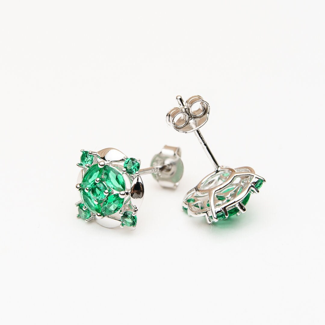 925 sterling silver stud earrings cubic zirconia rhodium plated jewelry design