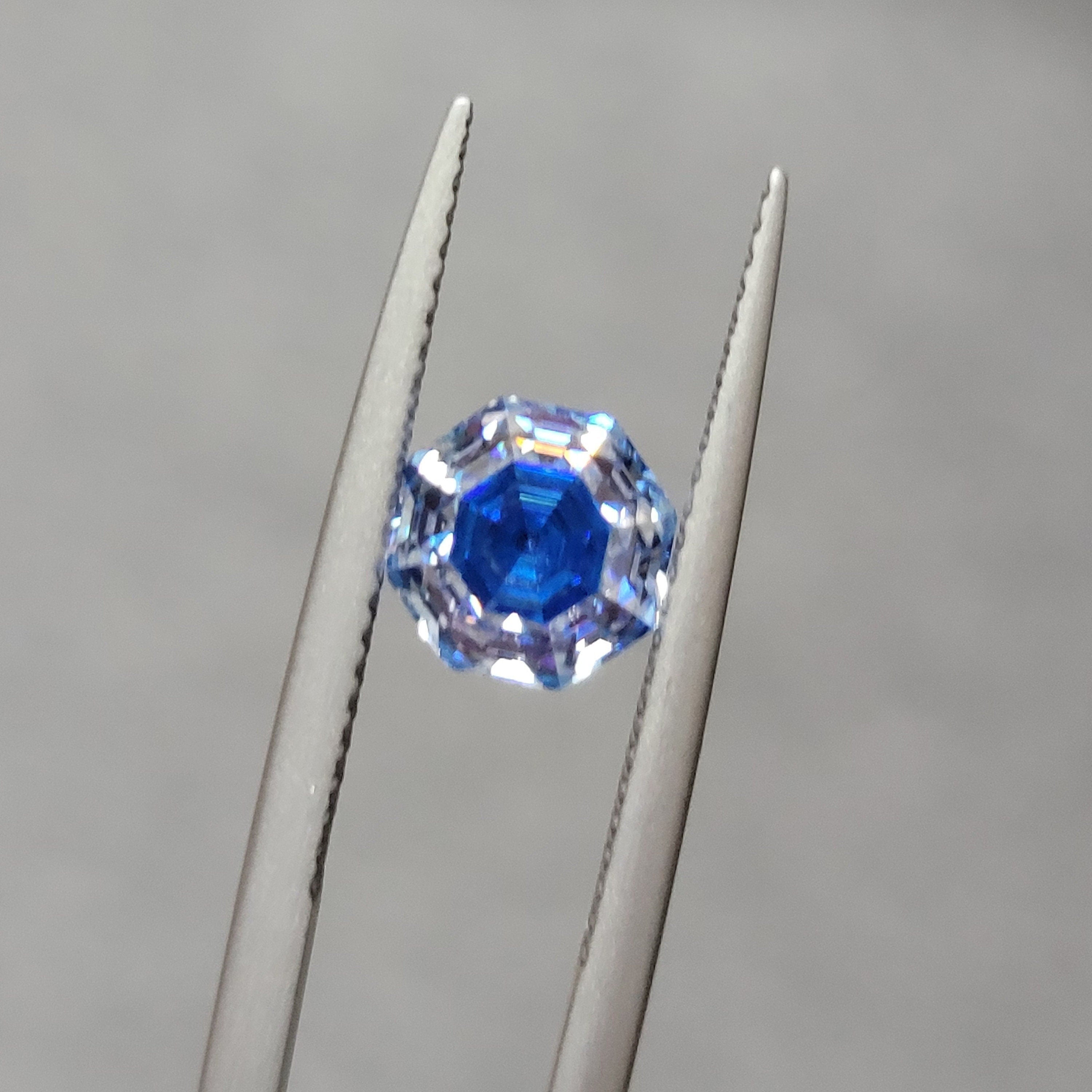 7mm 2ct loose moissanite certified vvs1 klein blue octagon cut gra laboratory gemstone
