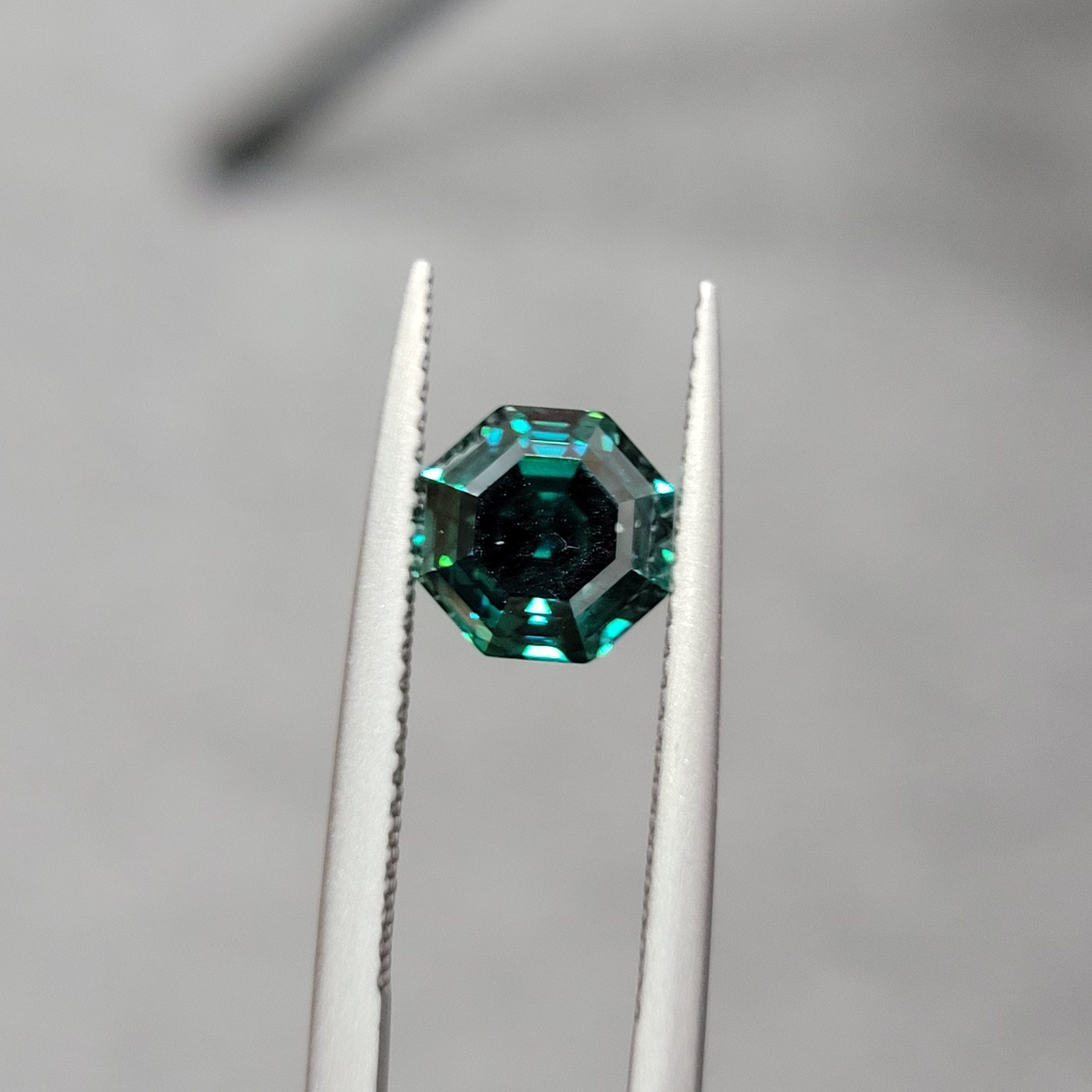 7mm 2ct loose moissanite certified vvs1 vivid green octagon cut gra laboratory gemstone