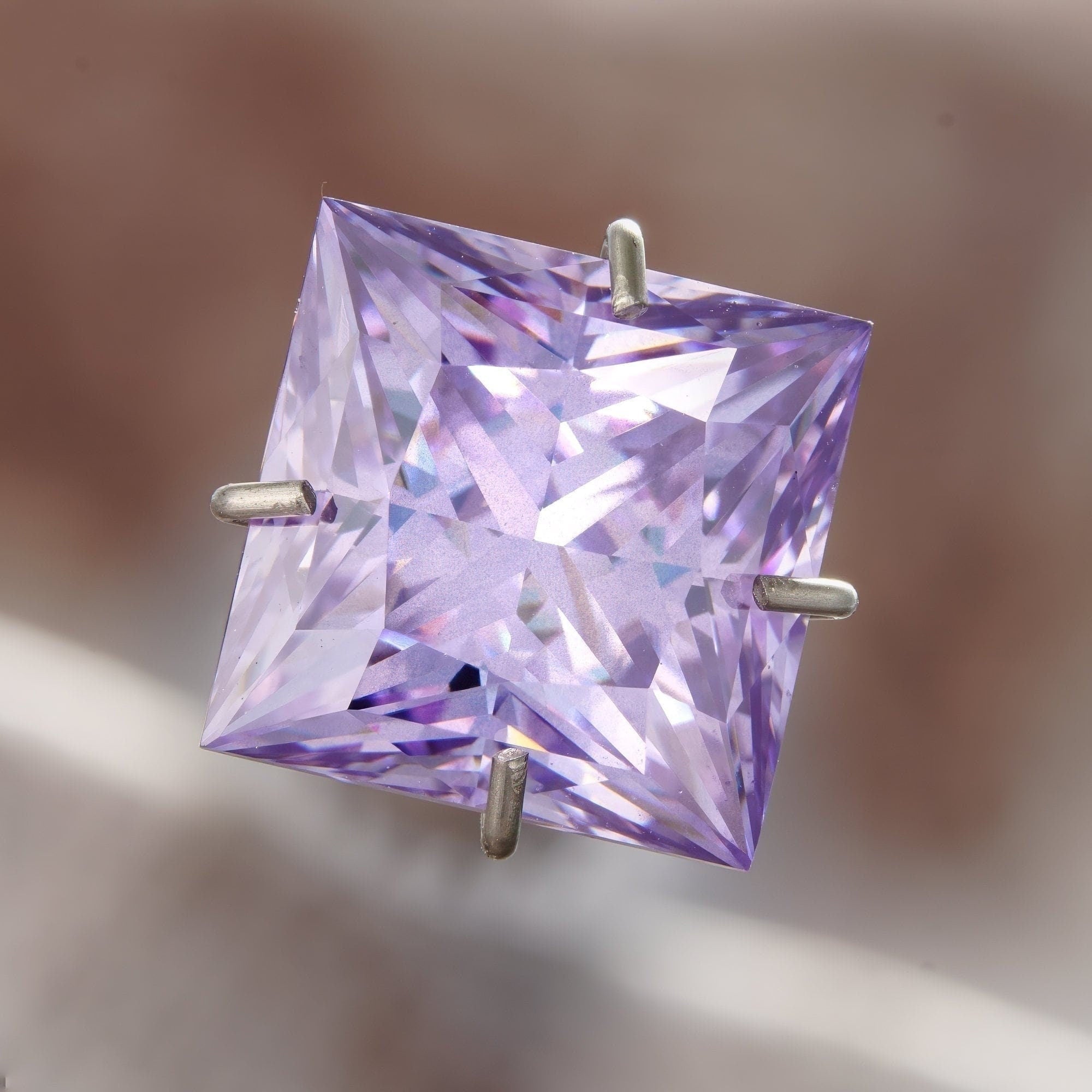 Moissanite light purple 5.5-7mm | VVS1 GRA Certified | Princess Square Cut Loose Gemstone