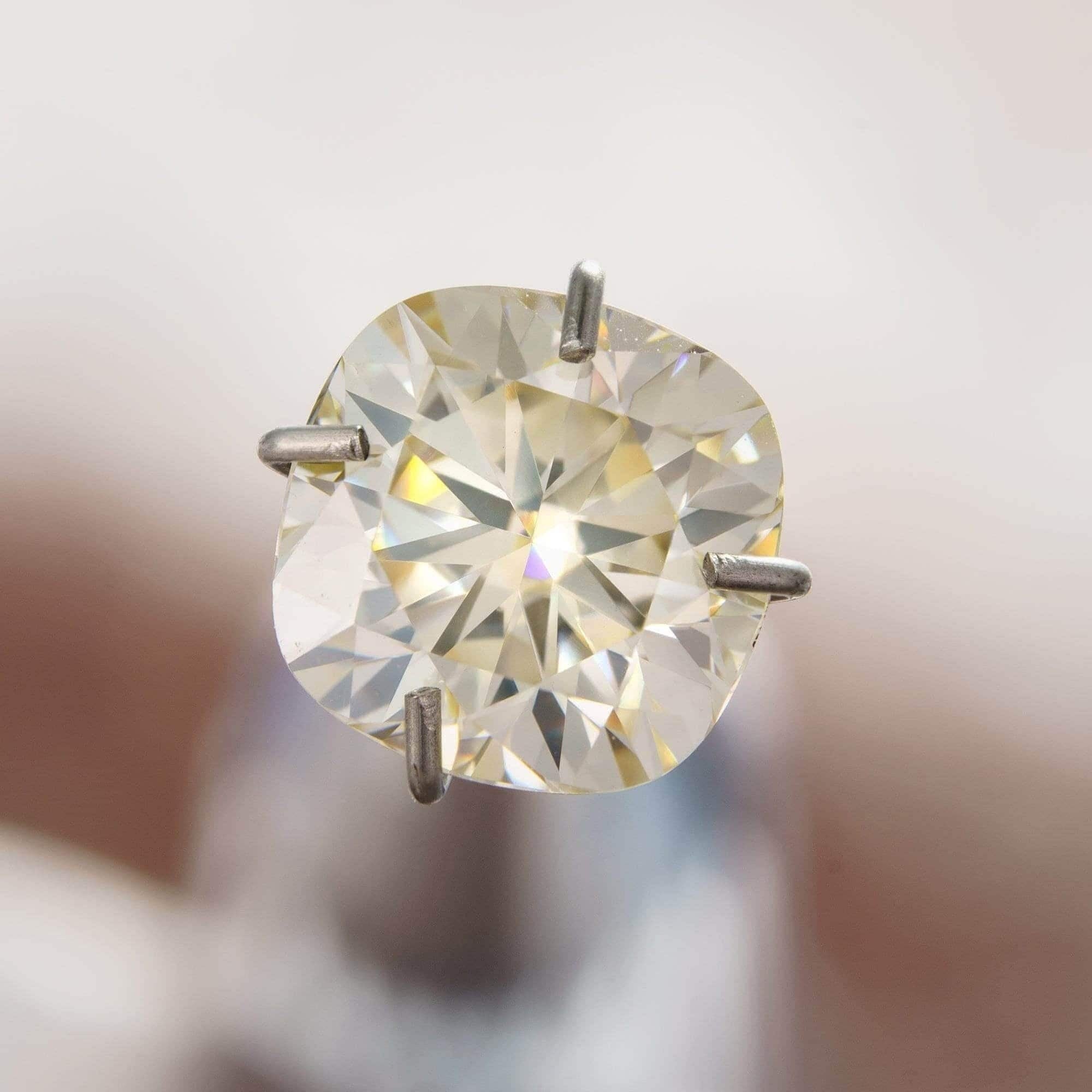 Light Yellow Moissanite | VVS1 GRA Certified | Cushion Cut Loose Gemstone