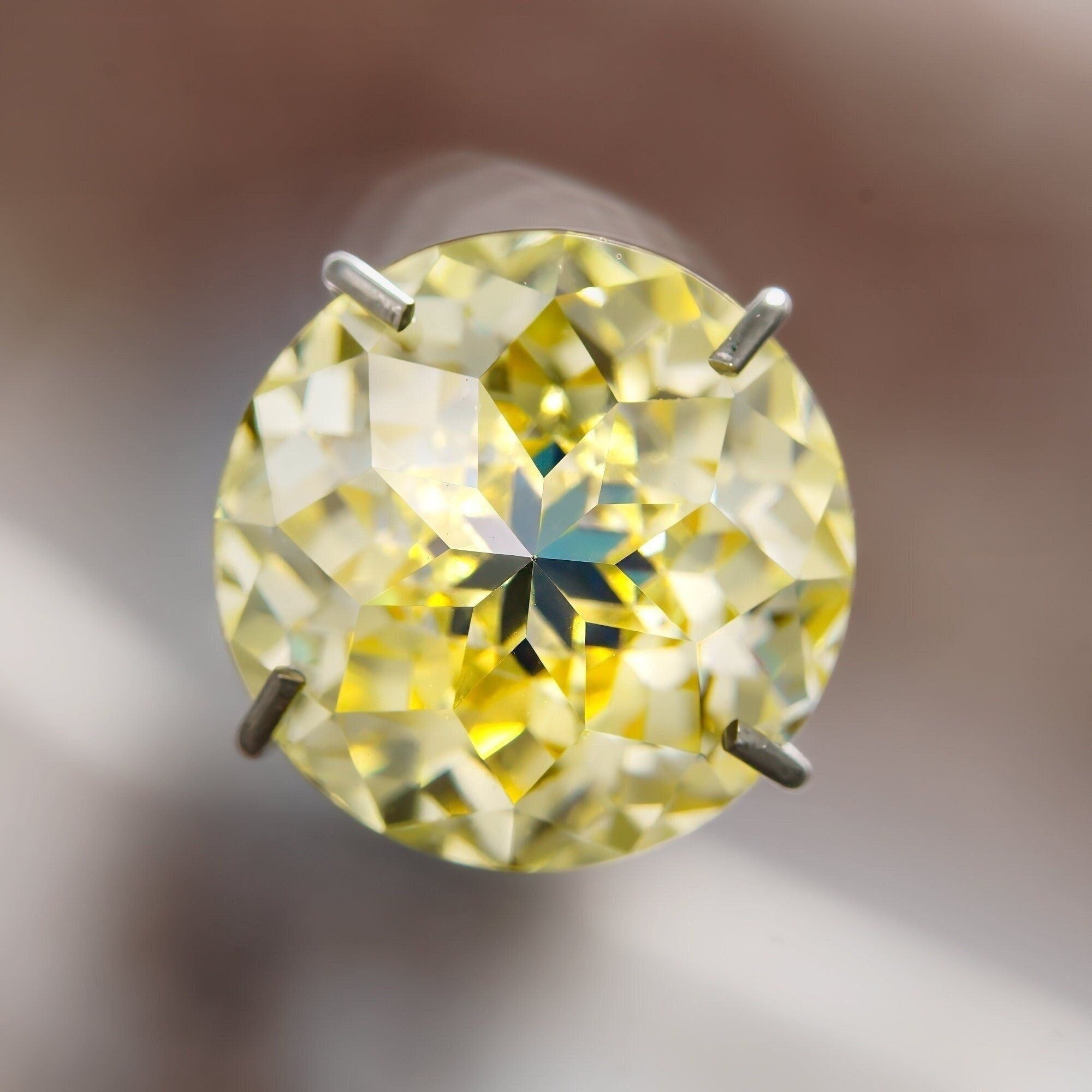Moissanite 8mm Lemon Yellow 2 carat imperial round cut loose gemstone