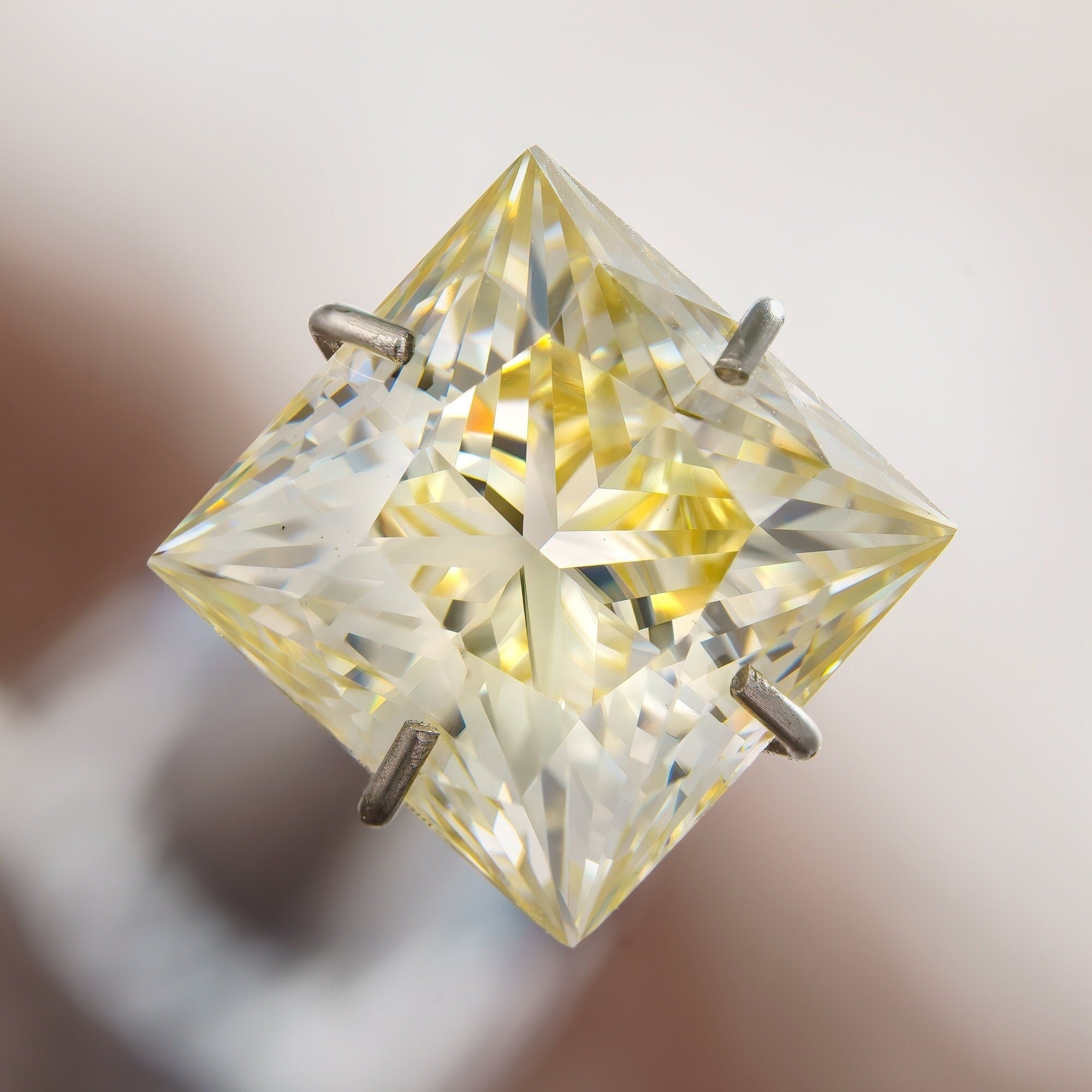 Moissanite light yellow 6-7mm | VVS1 GRA Certified | Princess Square Cut Loose Gemstone