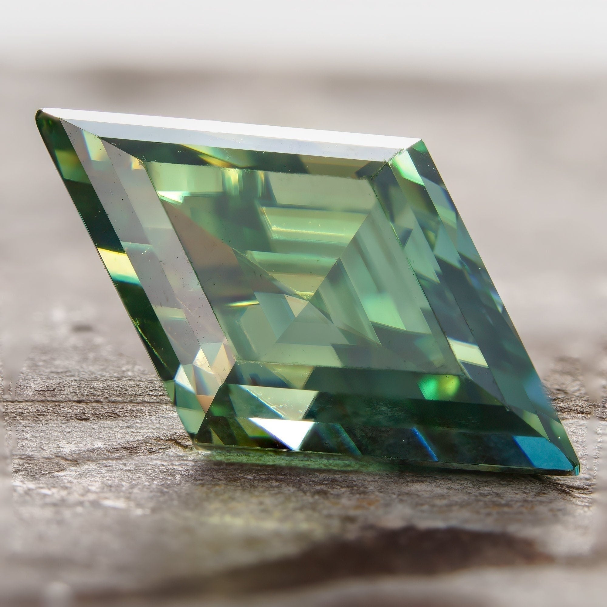 7*12mm 2ct loose moissanite certified vvs1 turquoise rhombus lozenge shape cut gra