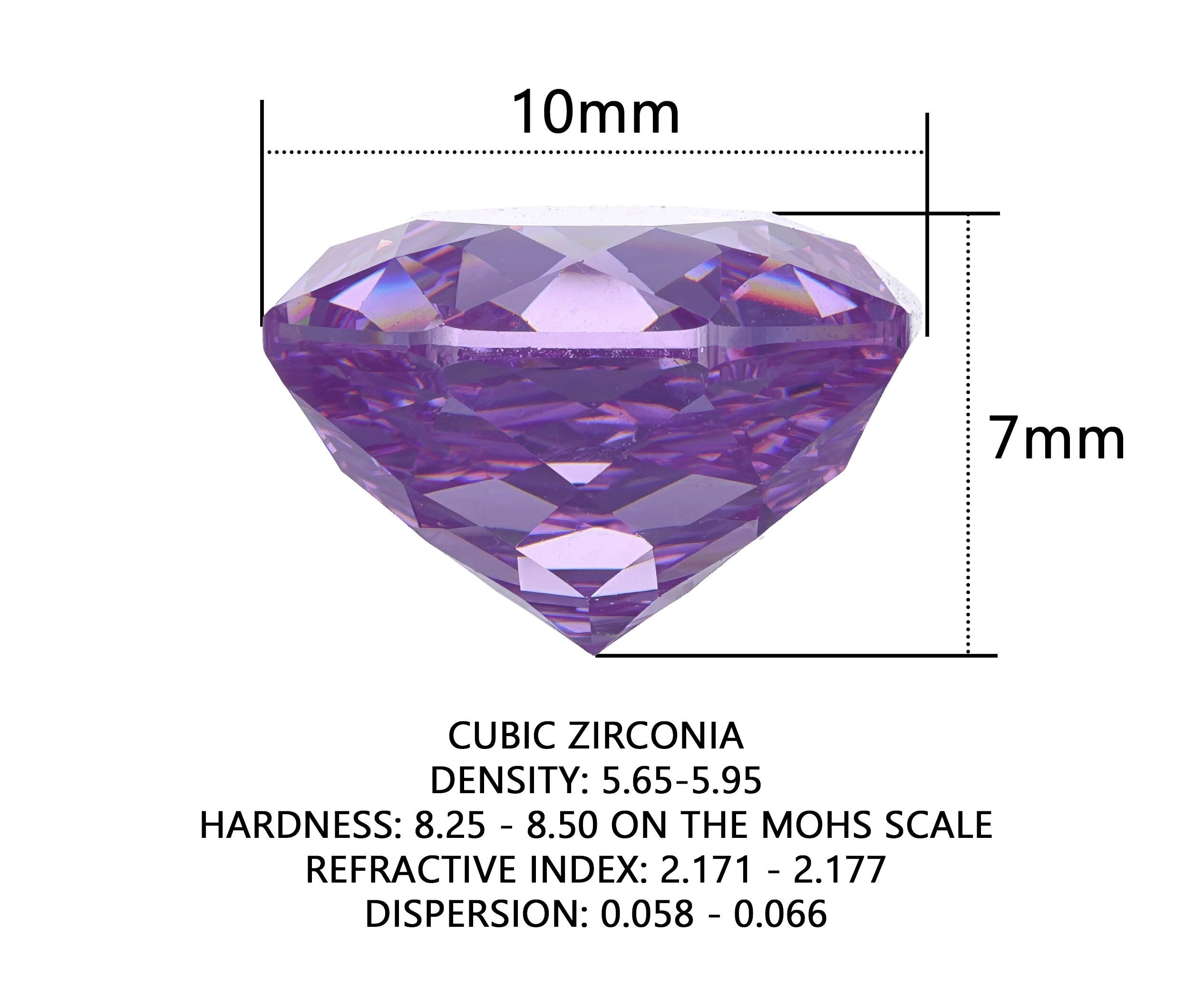 Cubic zirconia 10mm octagon rose cut light purple color gemstone