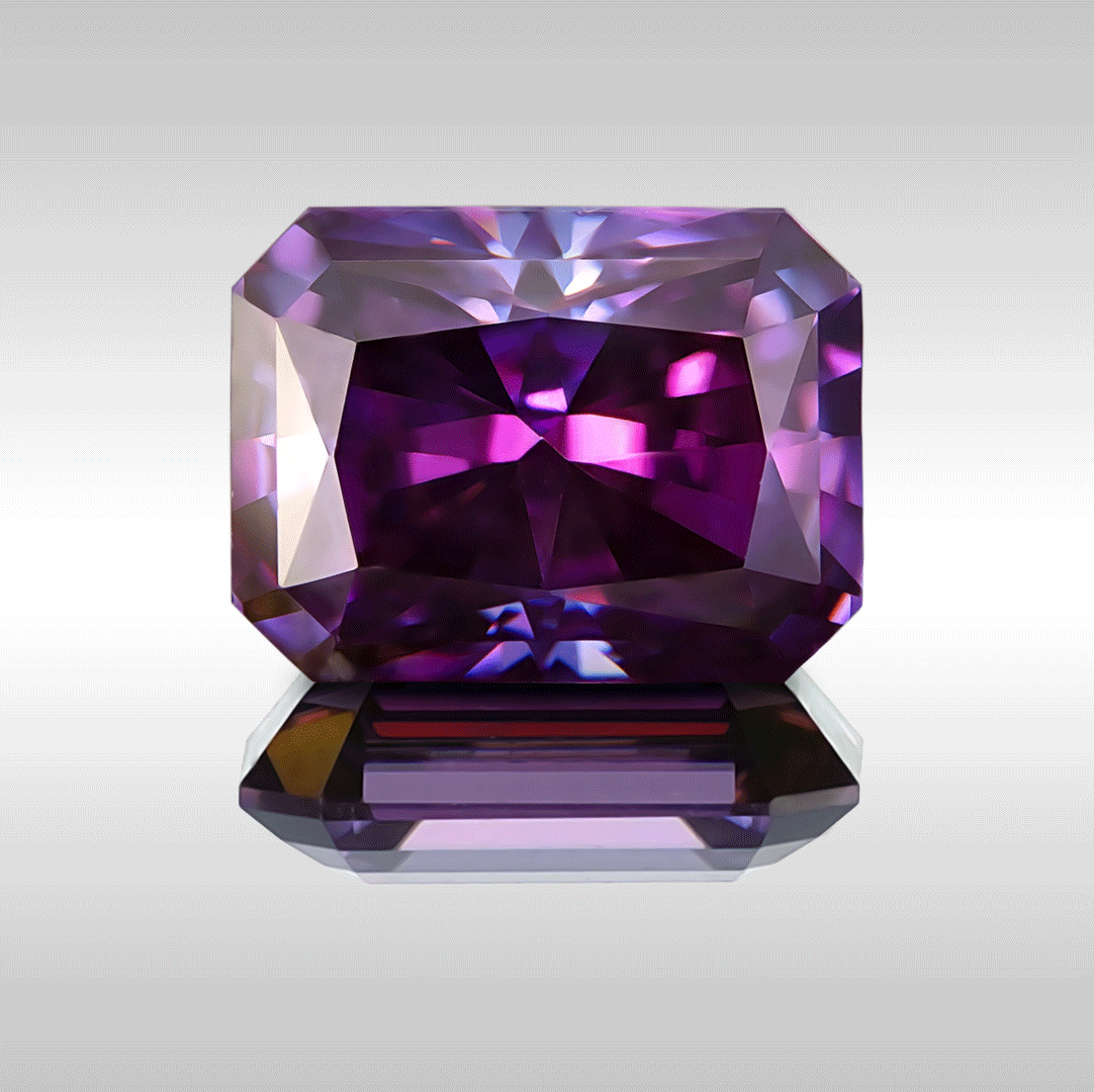 Radiant cut loose purple moissanite certified vvs1 gra imperial purple colored moissanite beads