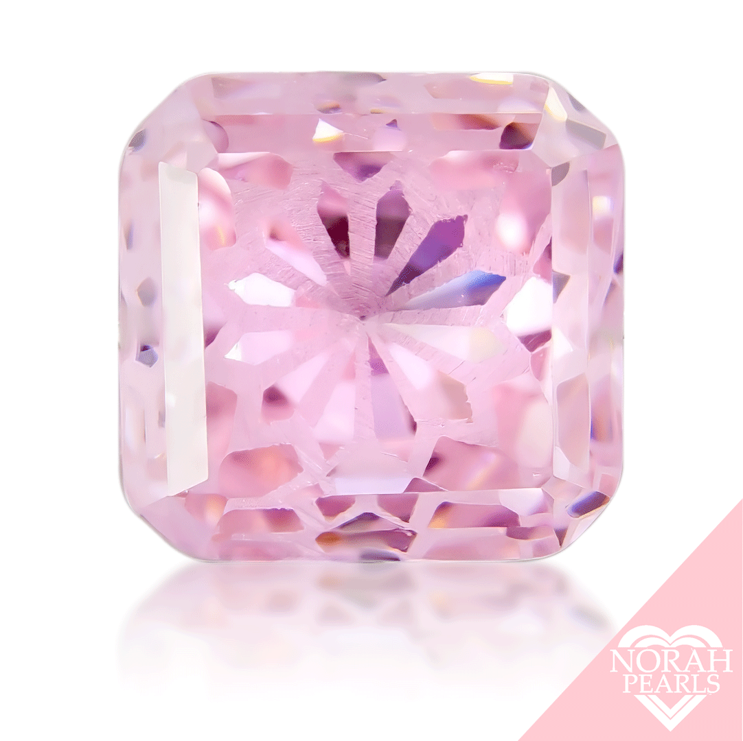8mm ascher loose cubic zirconia fantasy square cut light pink color