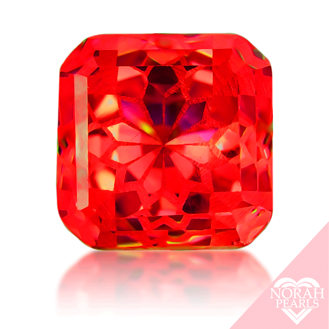 8mm ascher loose cubic zirconia fantasy square cut red color