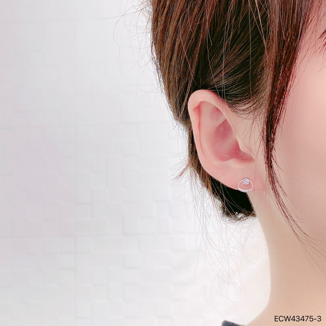 925 sterling silver earring studs, jewelry, Rhodium plating, cubic zirconia stone, Korean design.