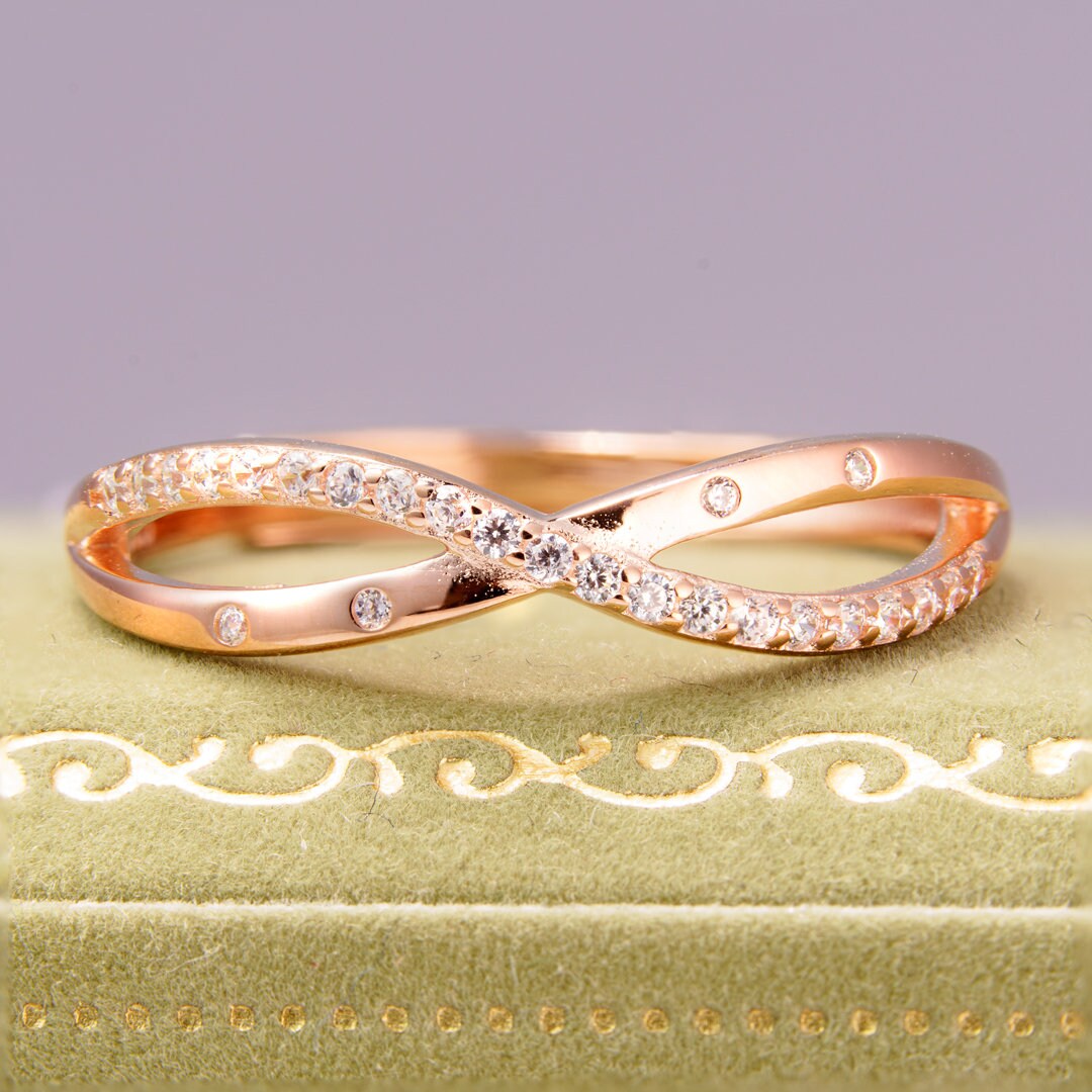 925 sterling silver ring, jewelry, RoseGold plating, Cubic zircon, gemstone, adjustable size, open ring.