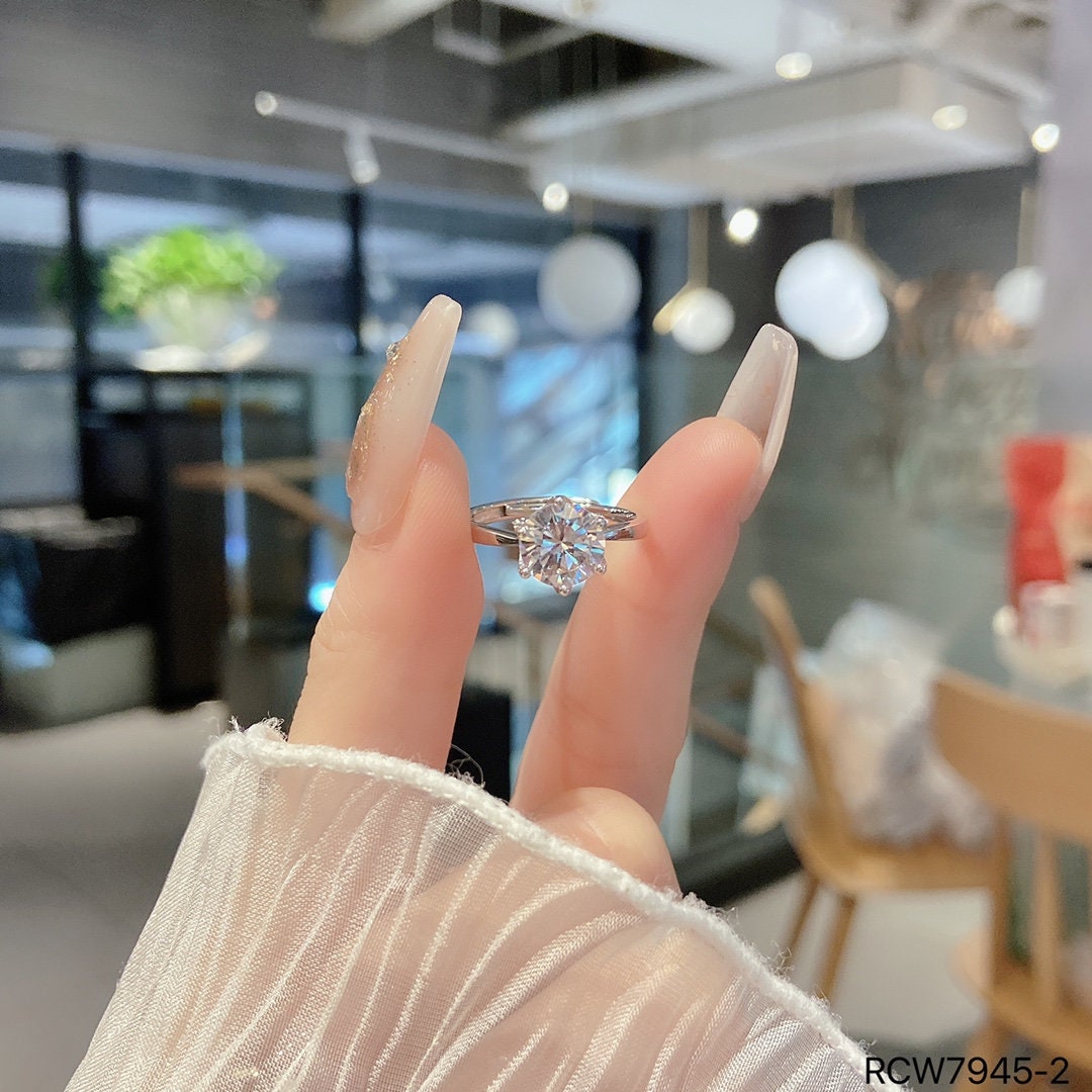 925 sterling silver ring, Rhodium Plating, cubic zircon, freeform, adjustable, open ring jewelry.