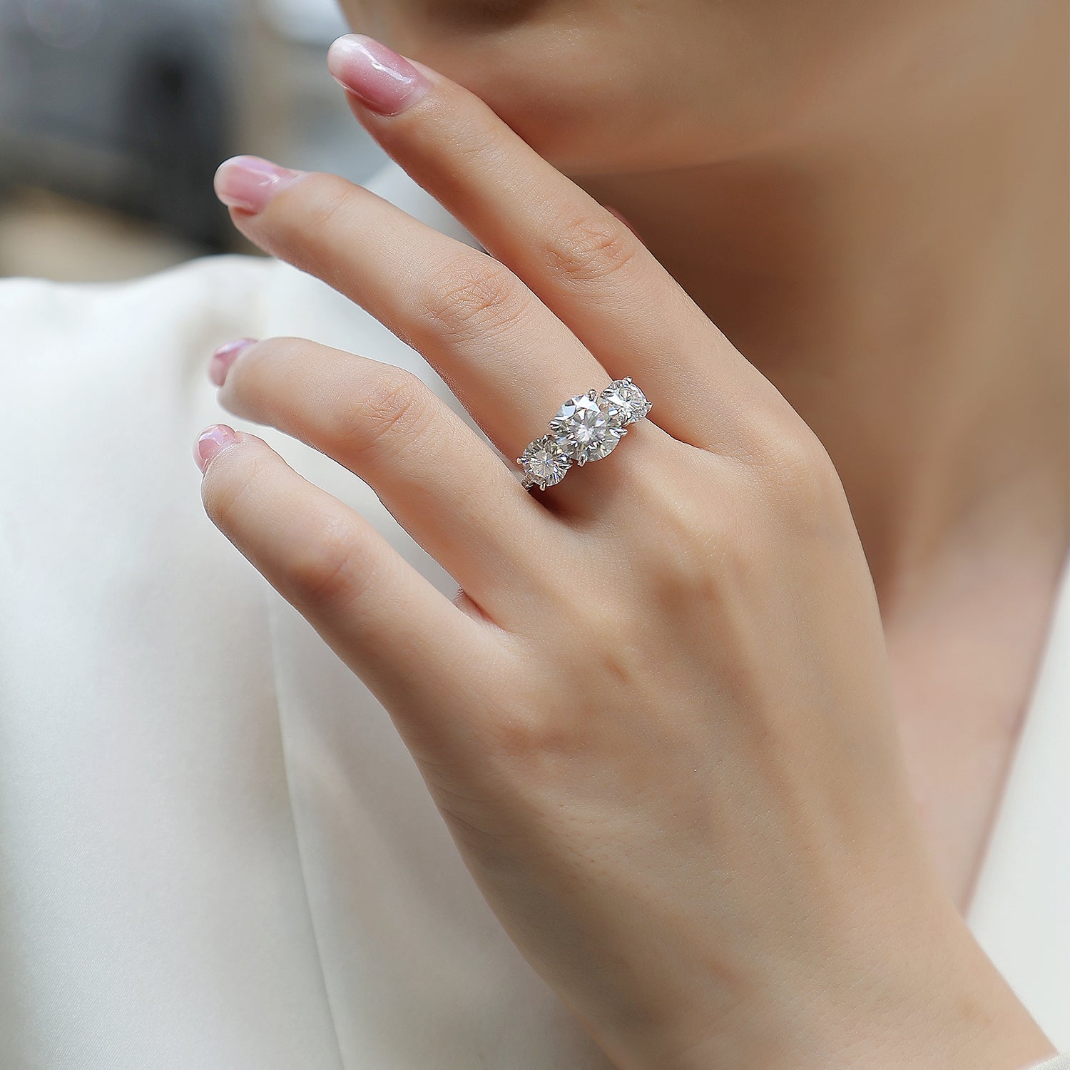 Radiance Three-Stone Moissanite Ring