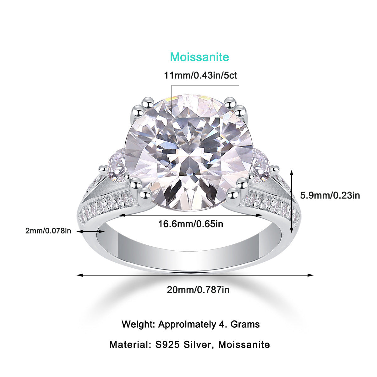 Radiant Majesty Moissanite Ring