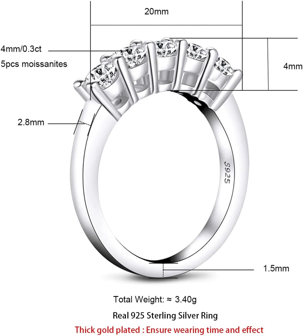 5 Stone Round-Cut Moissanite Diamond