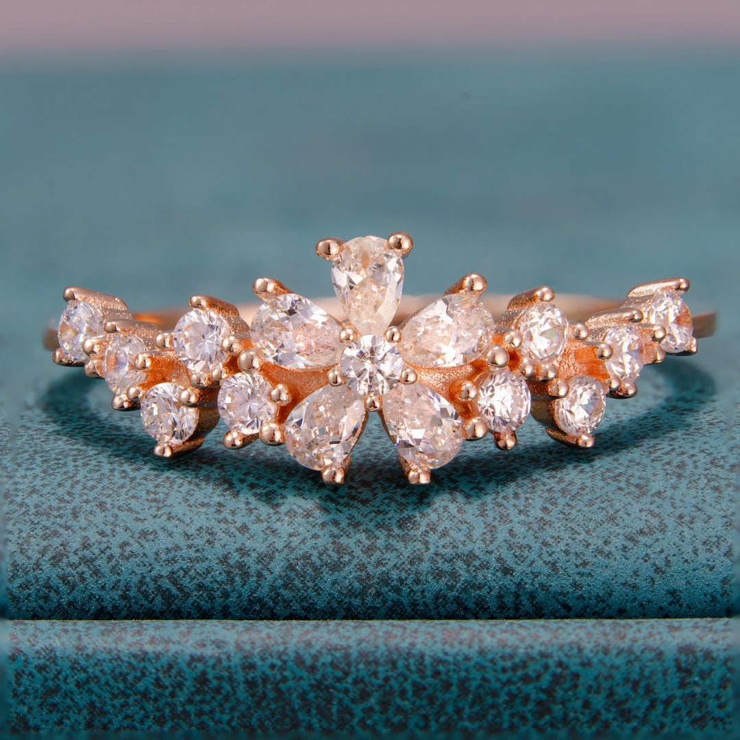 925 sterling silver ring, rosegold plating, jewelry, cubic zircon, size 6.5.
