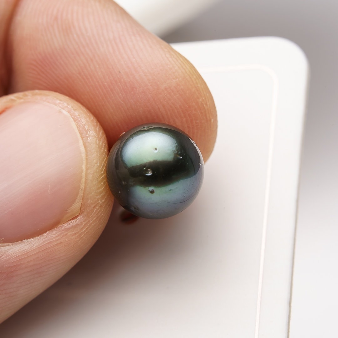 10mm tahitian pearl pendant, 925 sterling silver, rhodium finish, cubic zirconia