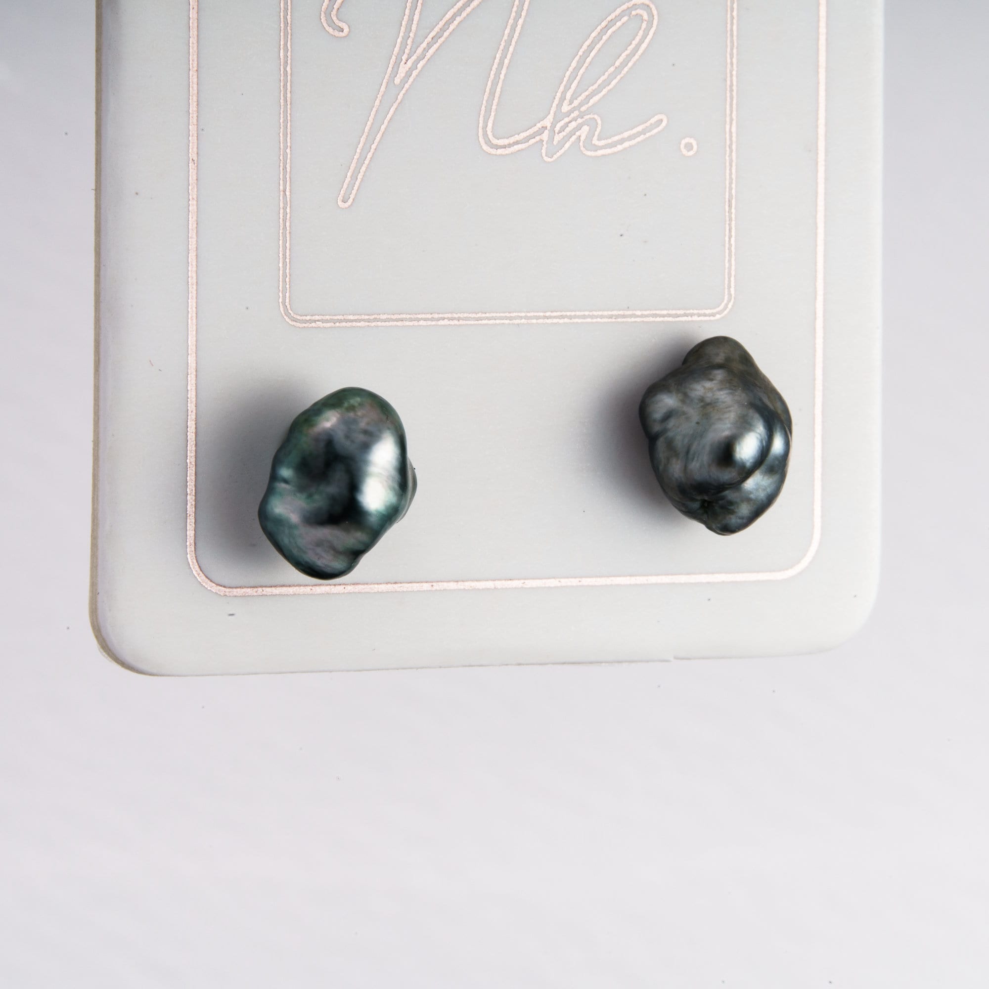 Keshi tahitian pearl earrings 6mm 925 sterling silver rhodium