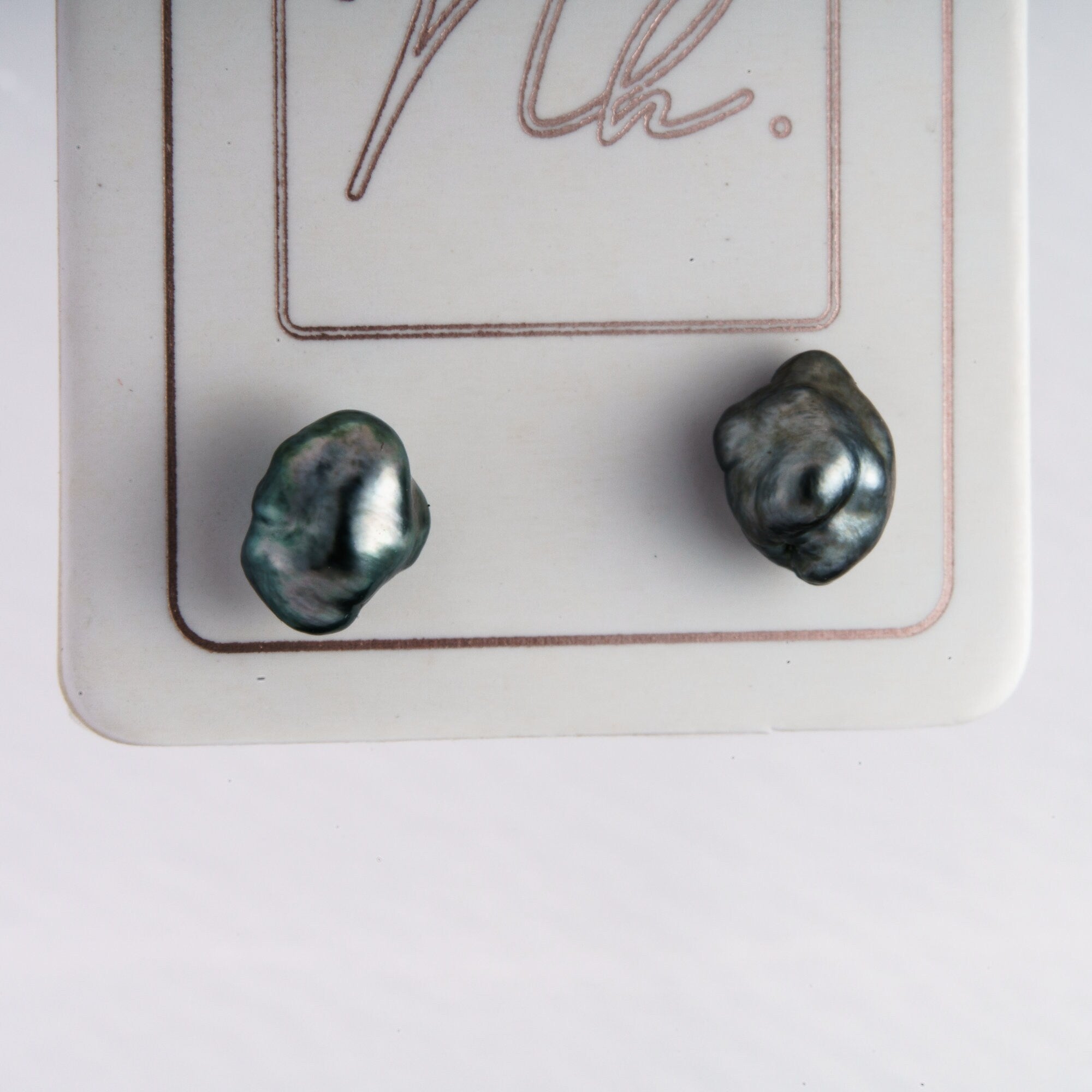 Keshi tahitian pearl earrings 6mm 925 sterling silver rhodium
