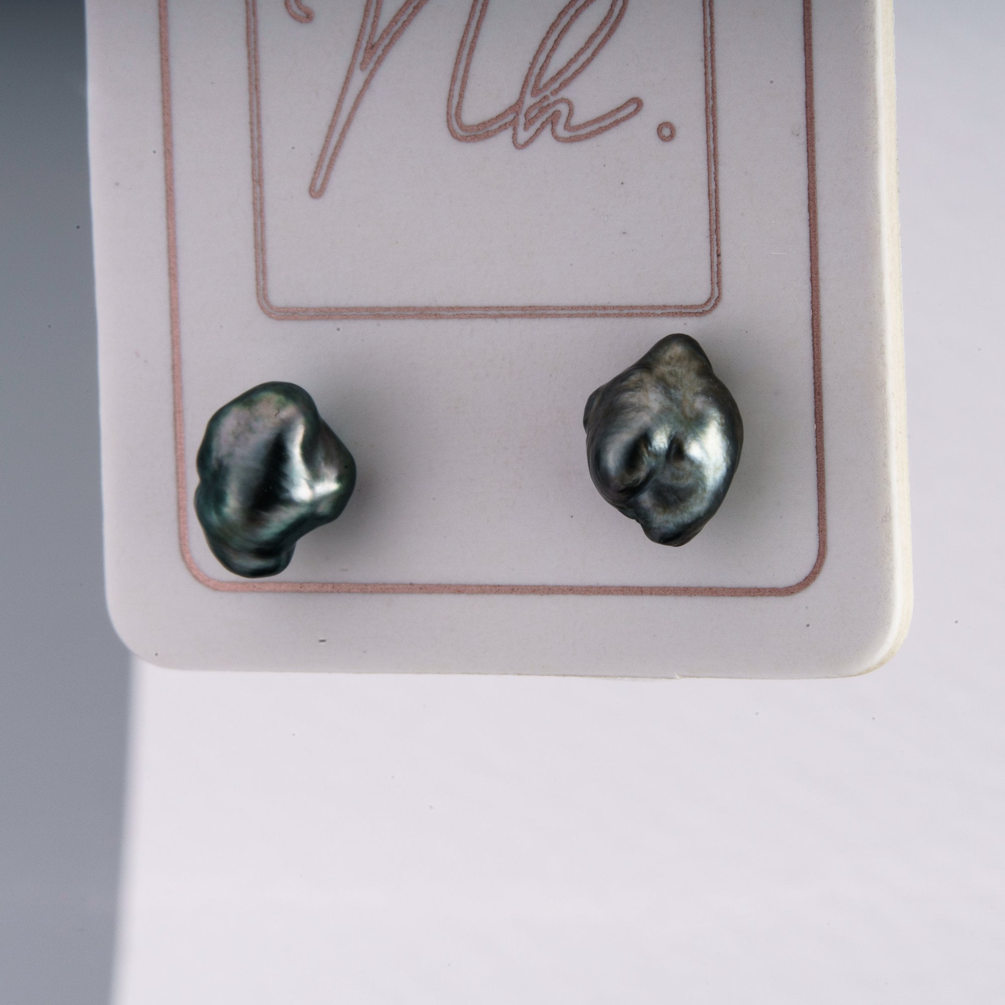Keshi tahitian pearl earrings 6mm 925 sterling silver rhodium