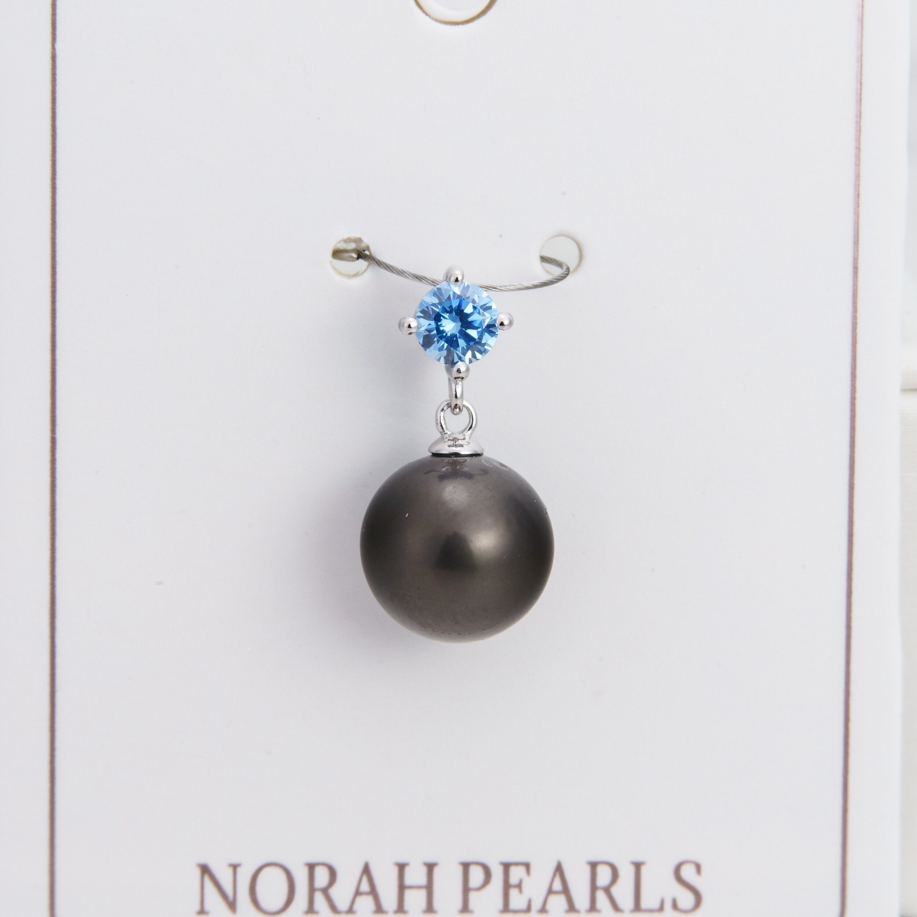 9mm tahitian pearl pendant, 925 sterling silver, rhodium finish, cubic zirconia -