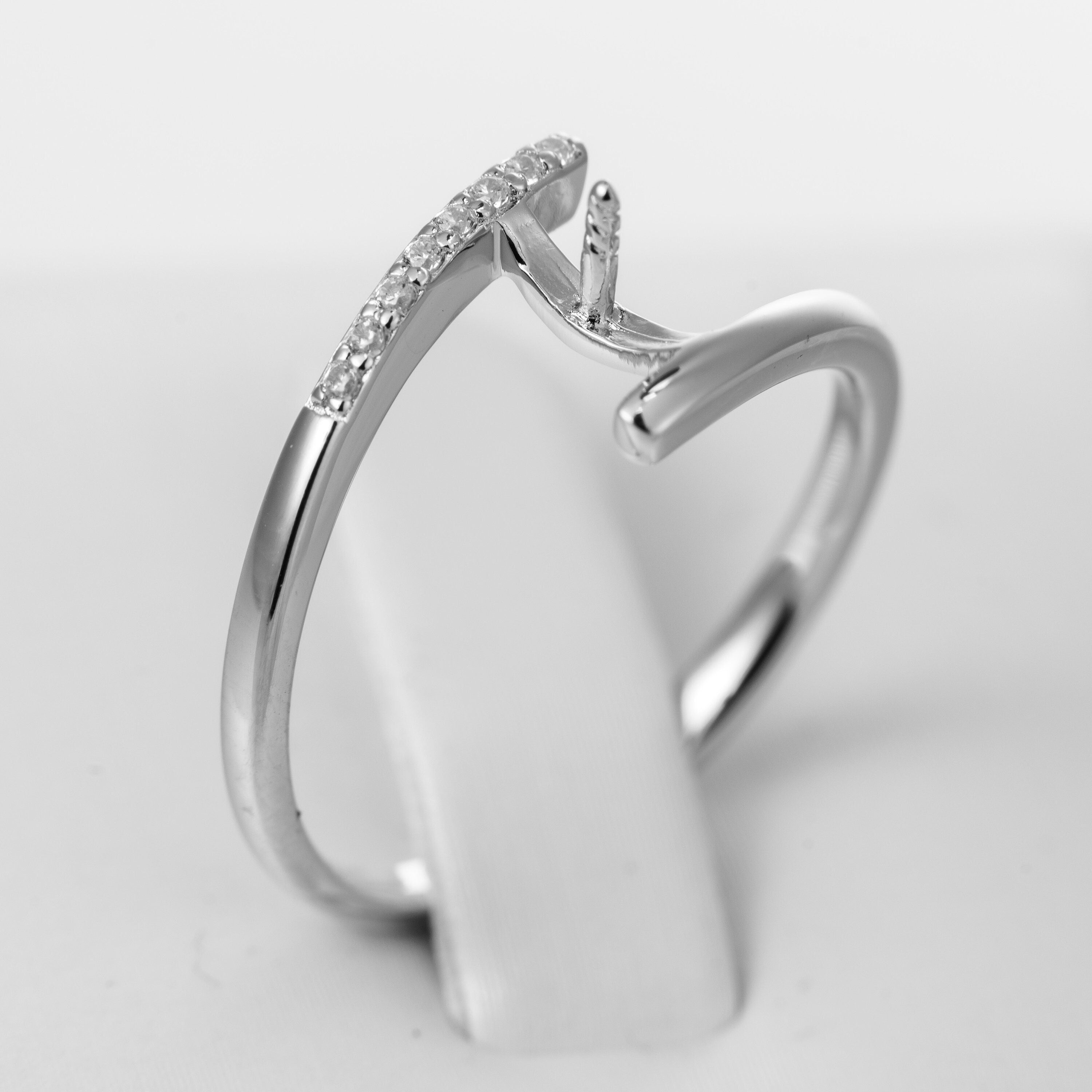 Pearl ring mounting 925 sterling silver rhodium plated pearls findings pearl settings cubic zirconia