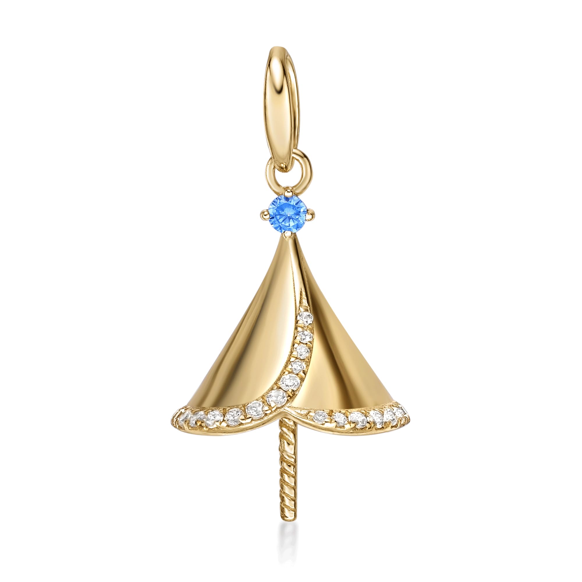 18k Gold Plating 925 sterling silver pearl pendant setting - Made for large pearls (Sea Blue Cubic Zirconia)