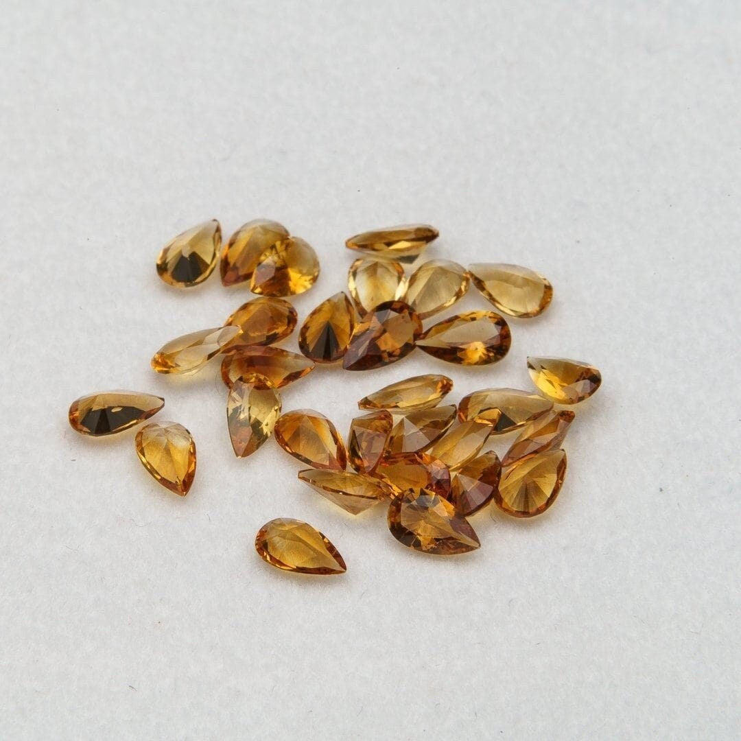 Citrine faceted pear cut 4.30 carat 30pcs 3x5mm loose gemstone