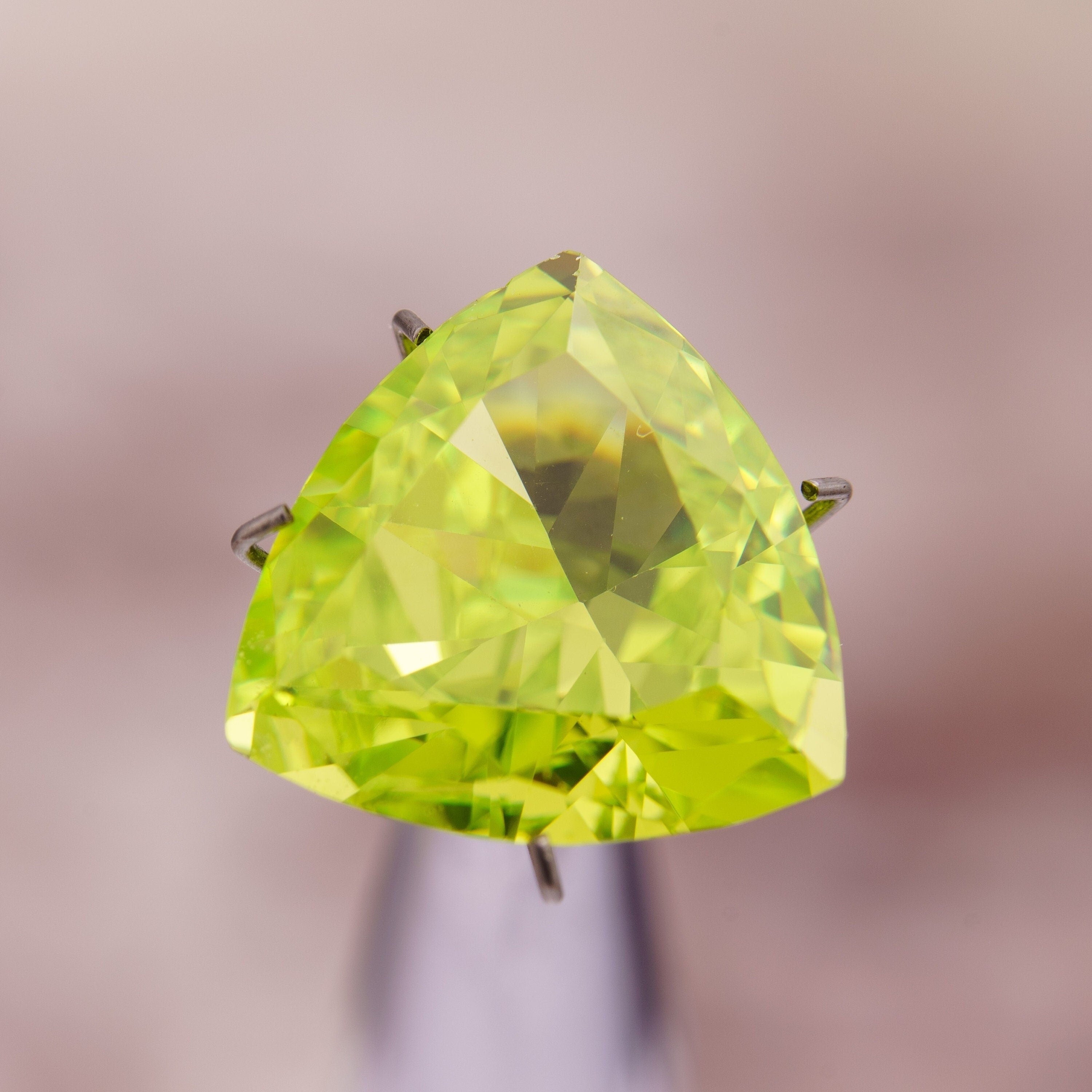 Cubic Zirconia Apple Green | 12mm Size | Trillion Cut Loose Gemstone