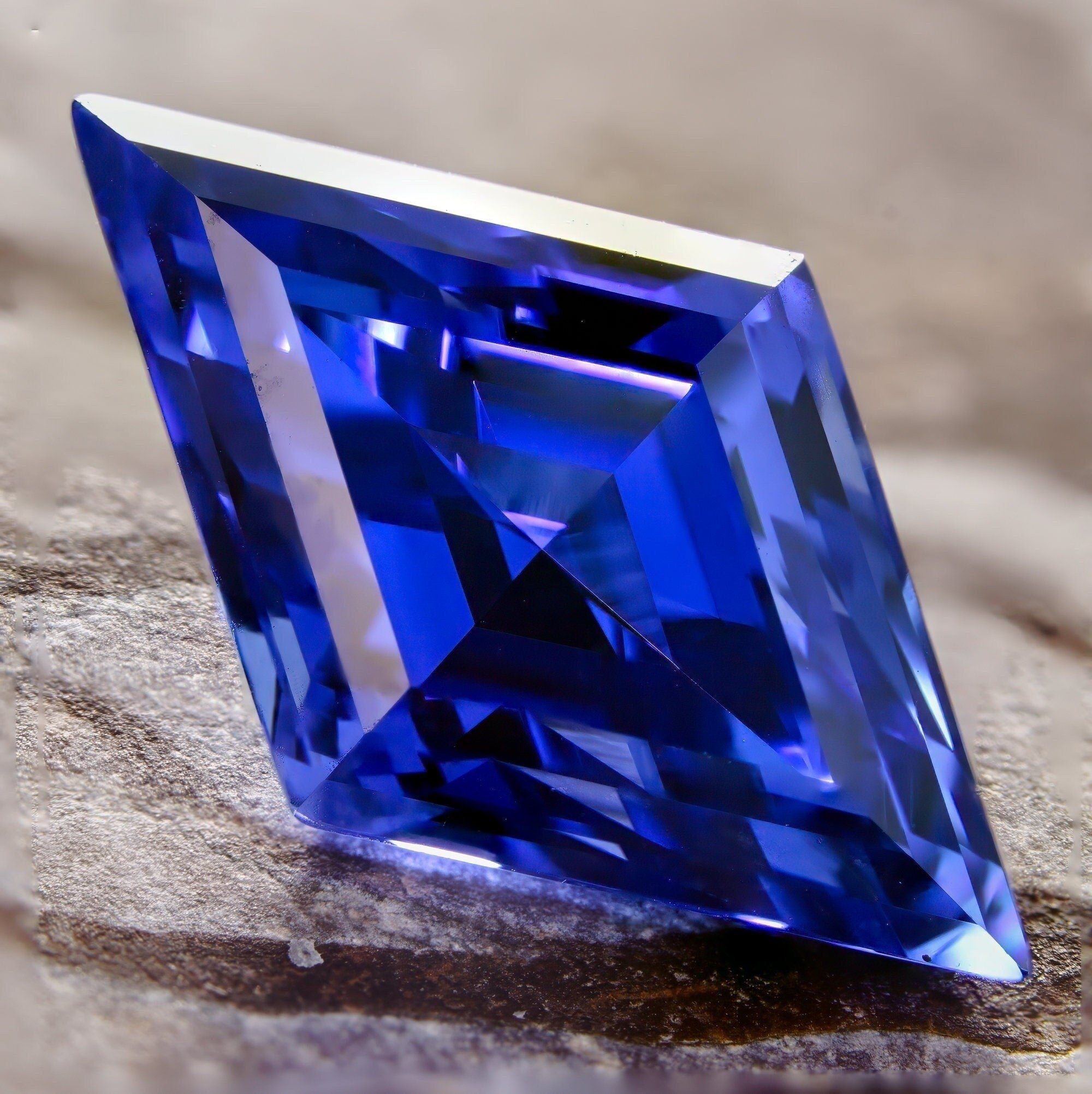 7*12mm loose sapphire 2.4ct lab grown rhombus cut ceylon sapphire, blue gemstone, royal blue lozenge shape