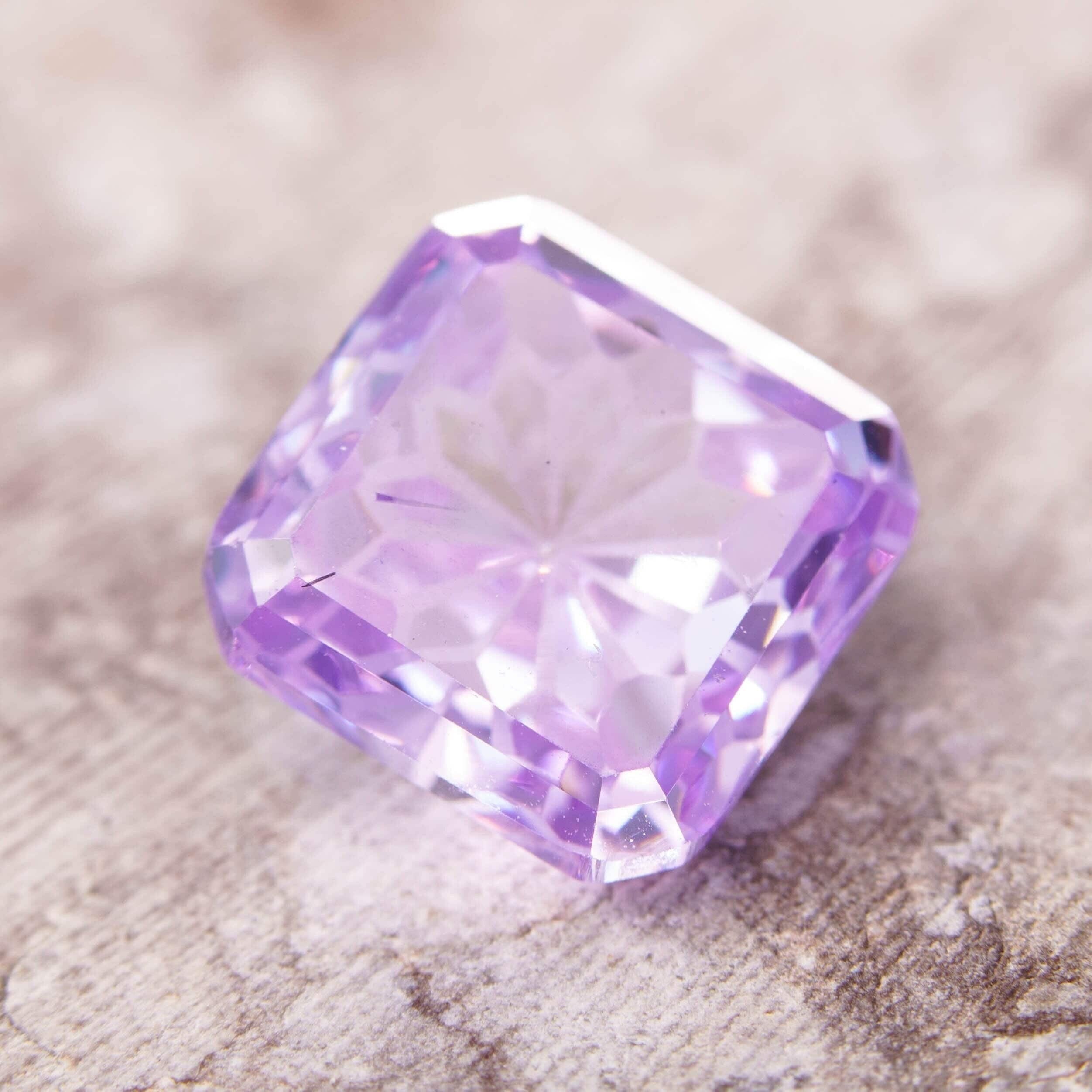 8mm loose cubic zirconia purple square fantasy ascher cut