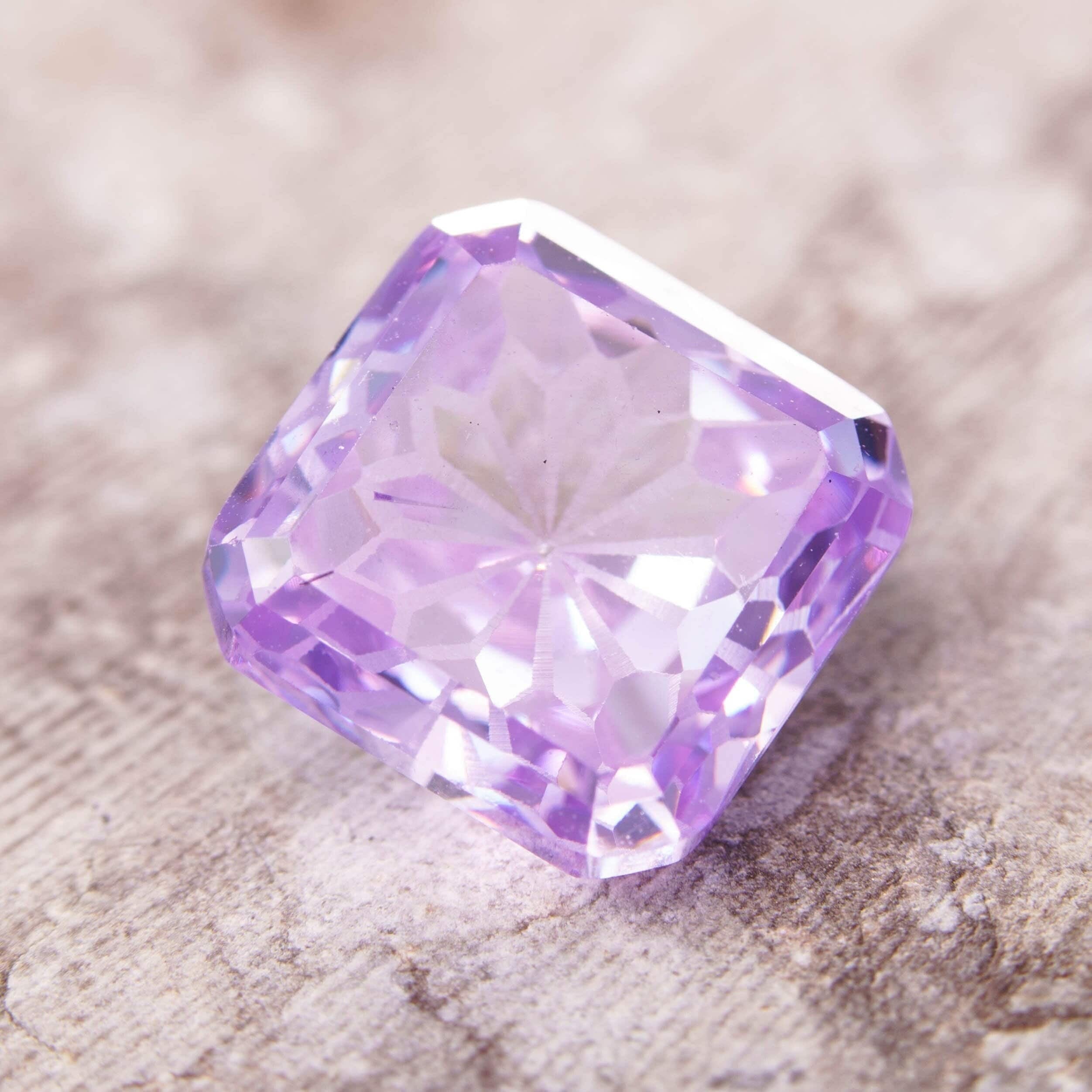 8mm loose cubic zirconia purple square fantasy ascher cut