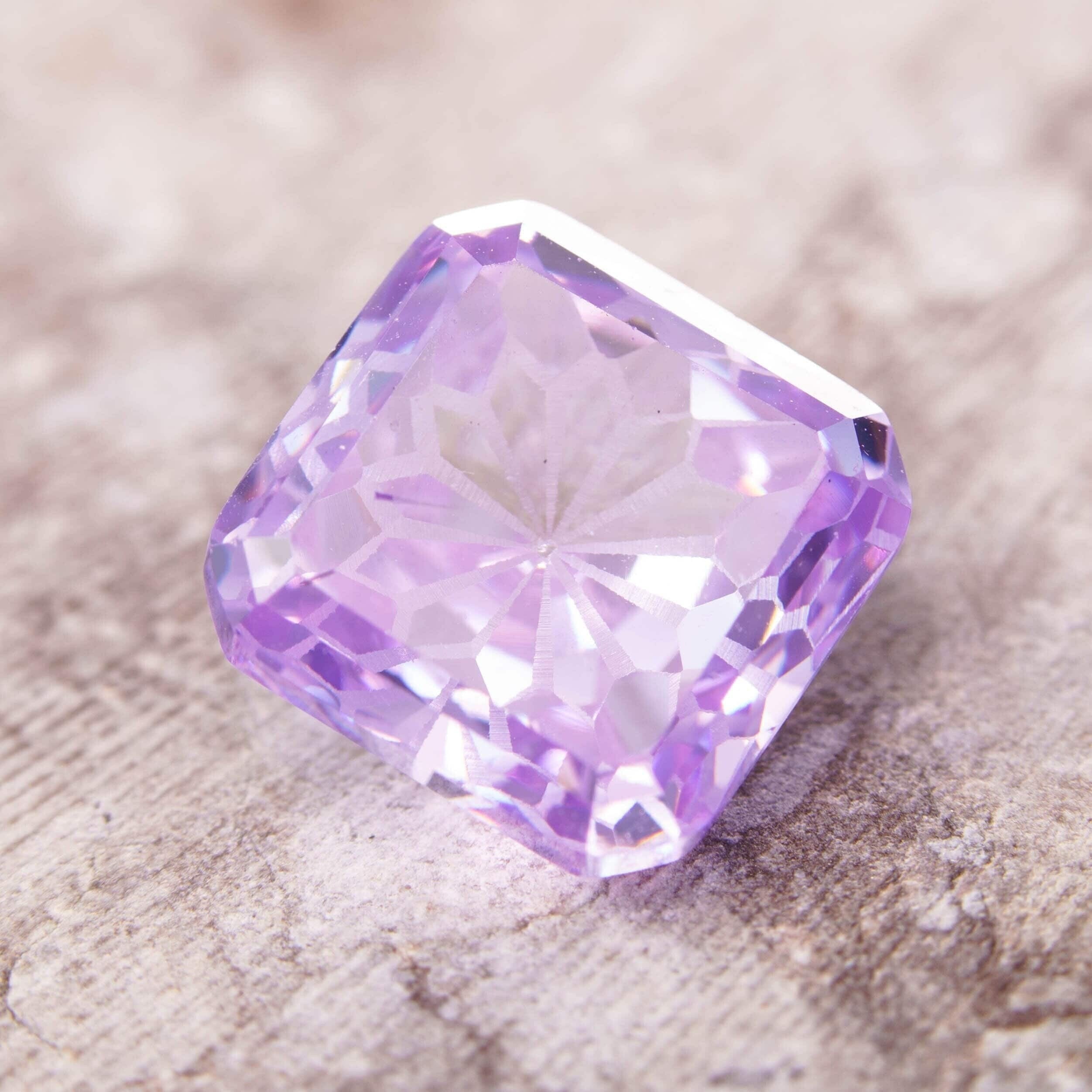 8mm loose cubic zirconia purple square fantasy ascher cut