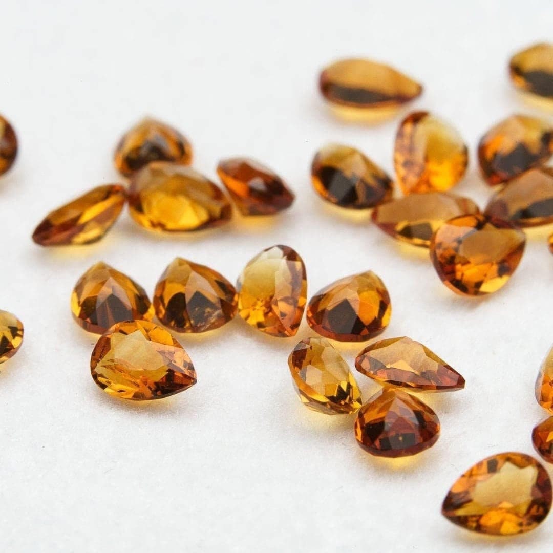 Citrine faceted pear cut 3.34 carat 30pcs 3x4mm loose gemstone