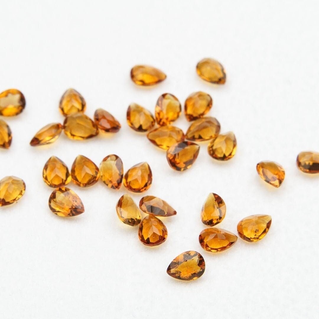 Citrine faceted pear cut 3.34 carat 30pcs 3x4mm loose gemstone