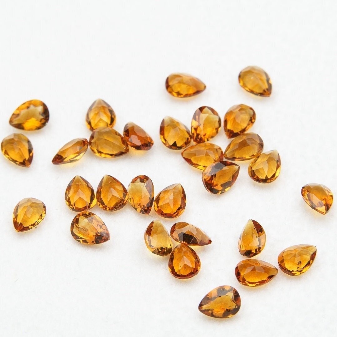 Citrine faceted pear cut 3.34 carat 30pcs 3x4mm loose gemstone