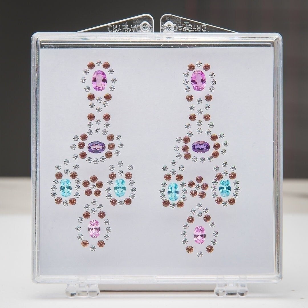 Synthetic lab produced mineral gemstone set