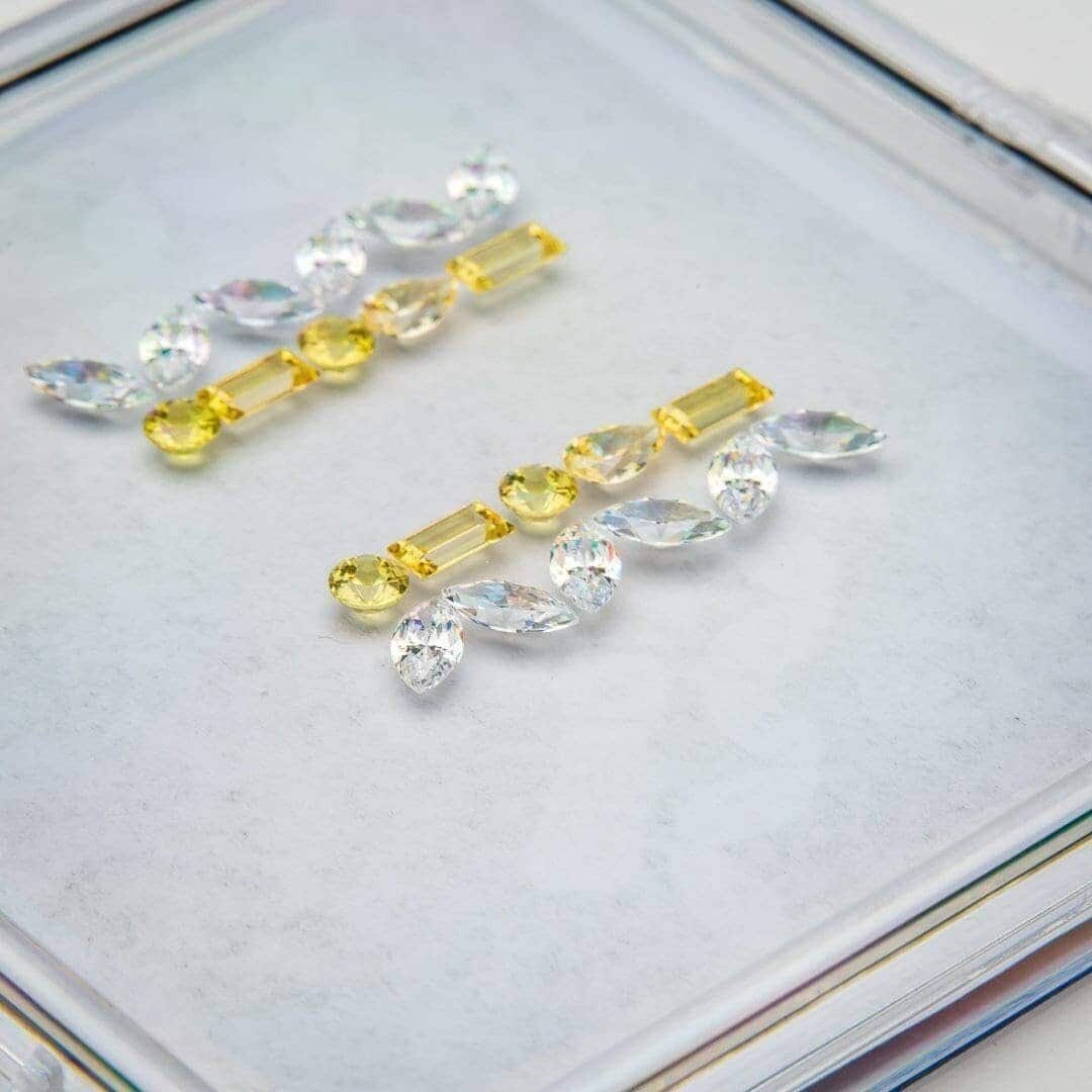 Synthetic conch lab produced mineral gemstone set