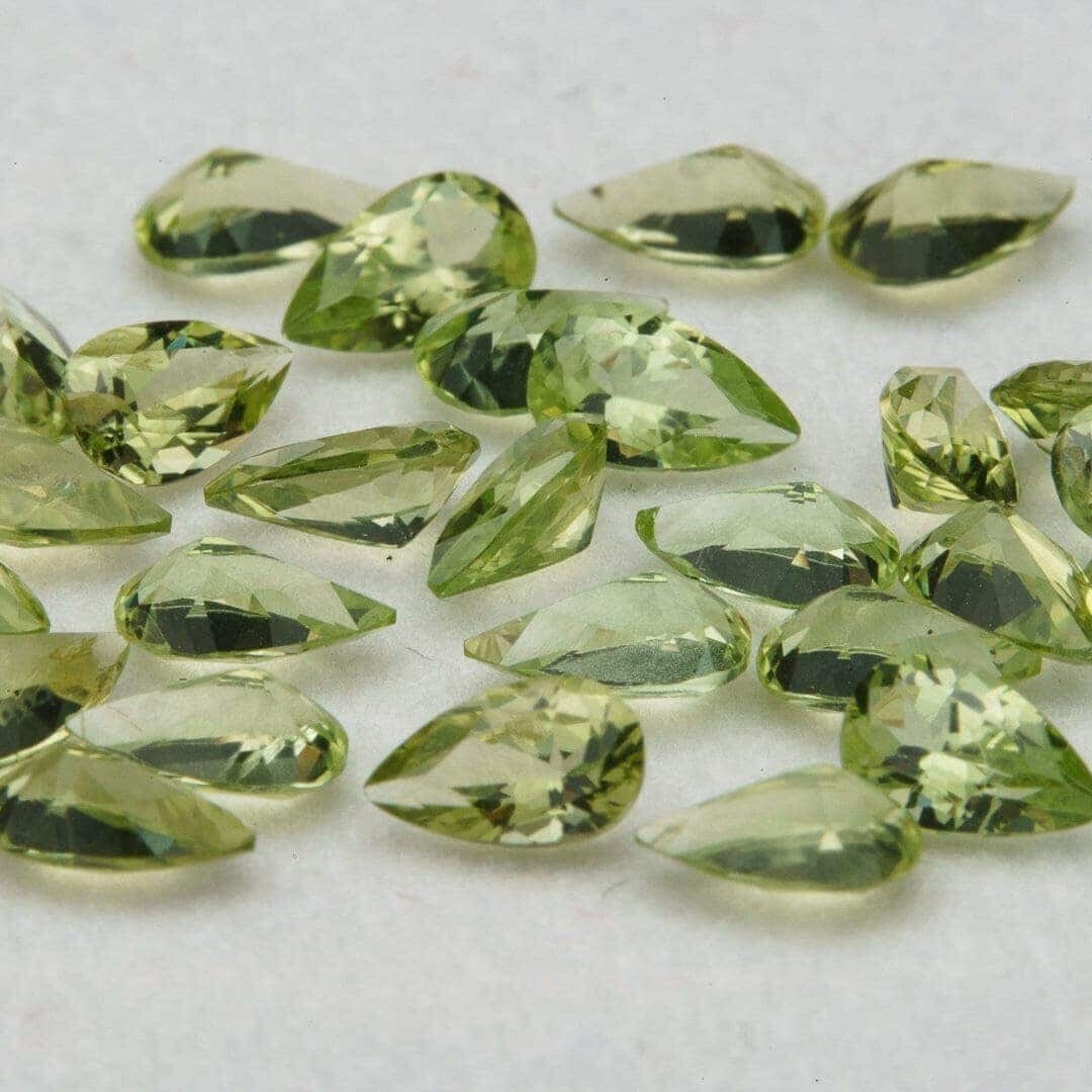 Peridot faceted pear cut 5.91 carat 30pcs 3x5mm loose gemstone simulant
