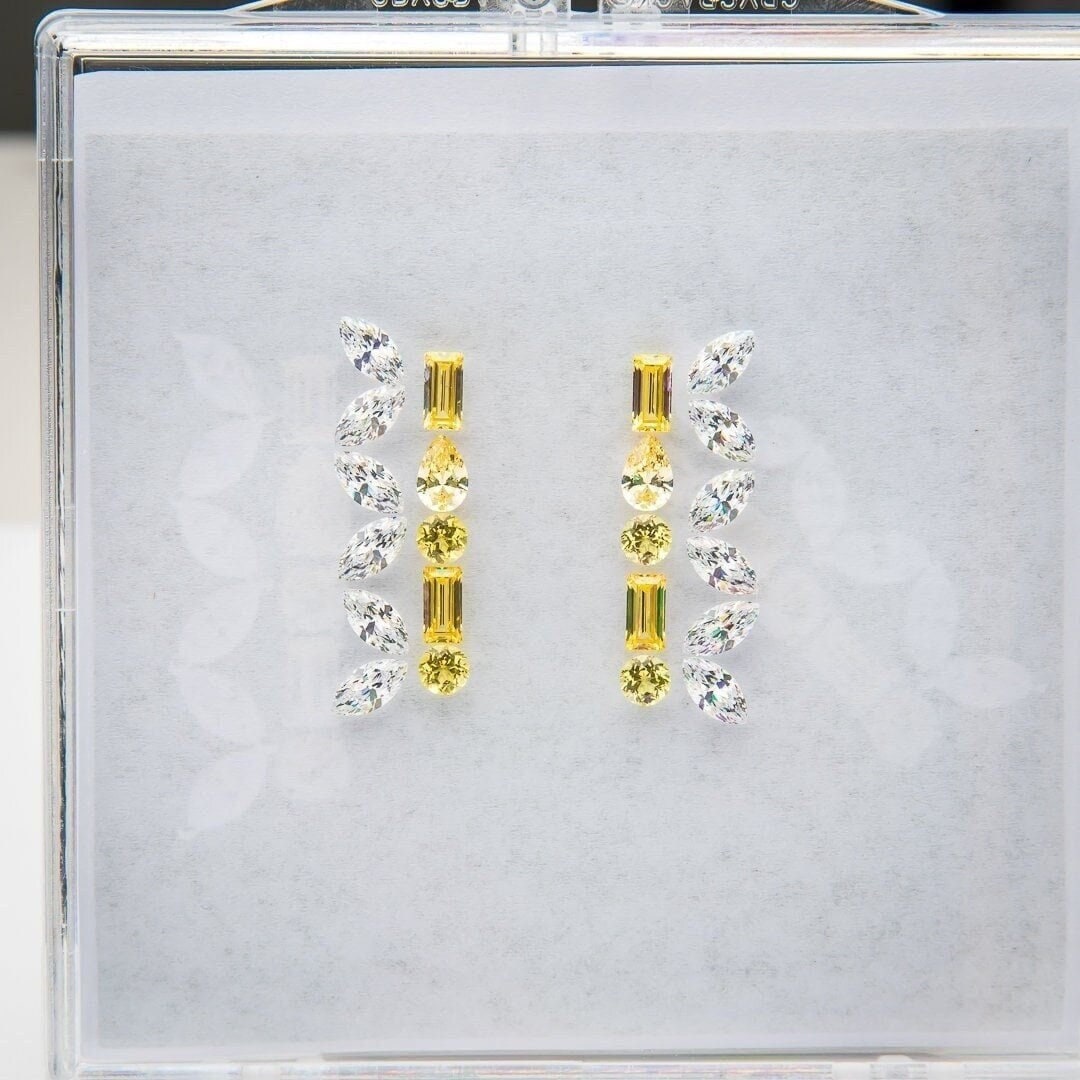 Synthetic conch lab produced mineral gemstone set
