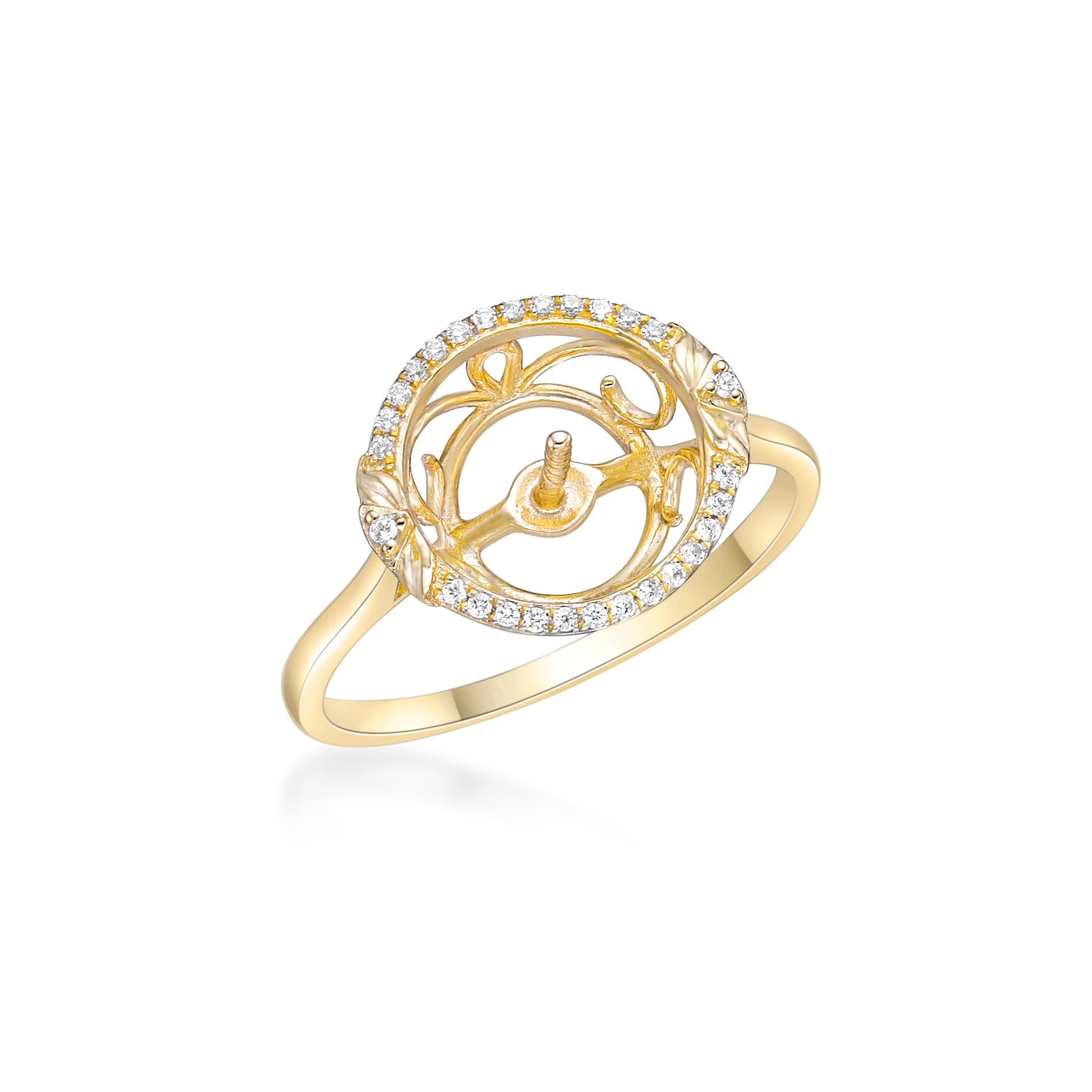 NORAHPEARLS 18k Plated Pearl Ring Mount 925 sterling silver, Pearl ring mount without pearl, pearl setting, pearl settings without pearl