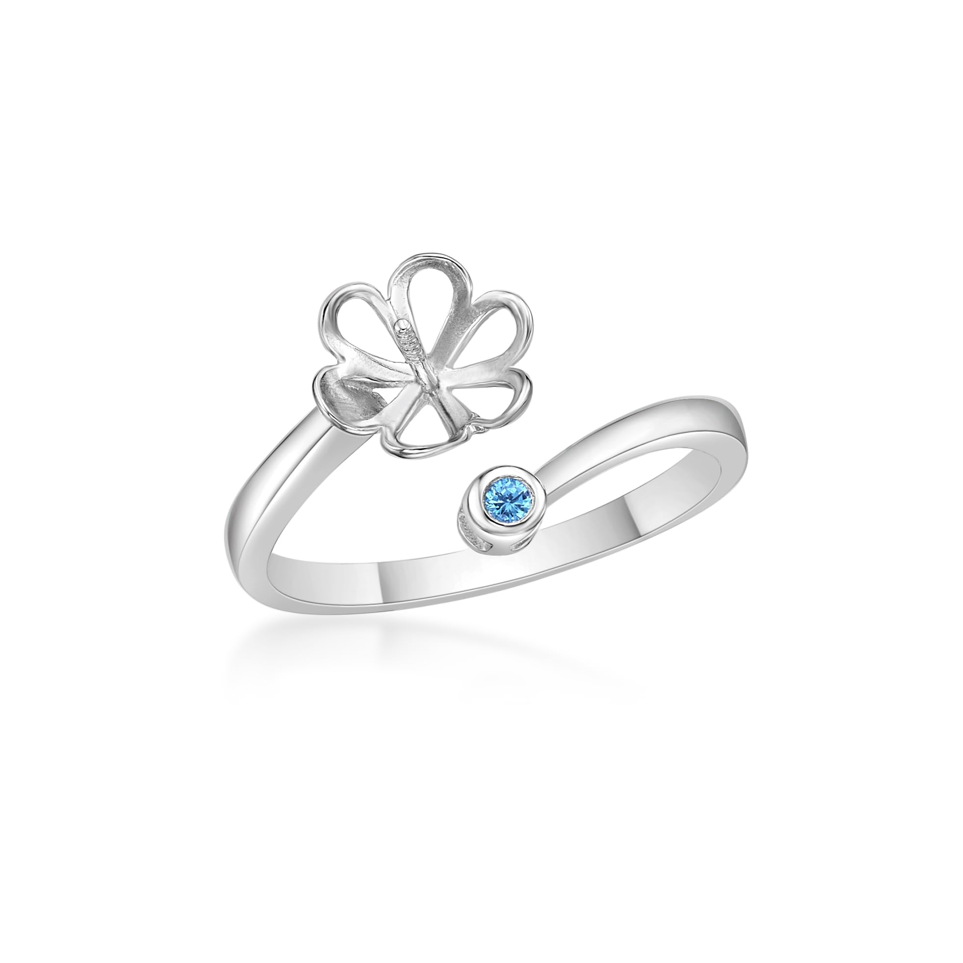 Minimalist 925 Silver Pearl Ring Mount Designed for 10-12mm Pearls