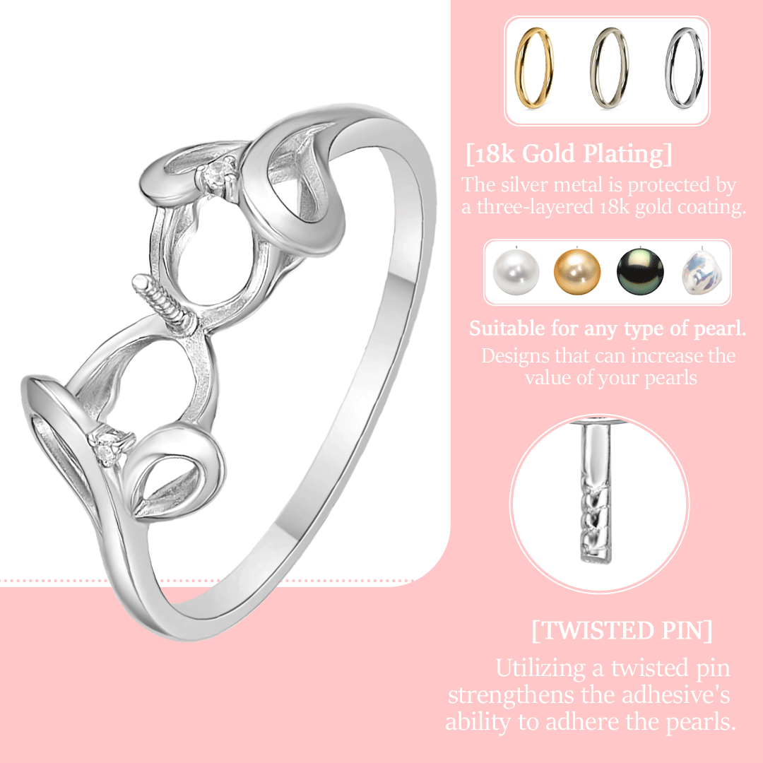 925 Sterling Silver Pearl Ring Mount - Elegant Setting for Your Pearls. Pearl ring mount without pearl