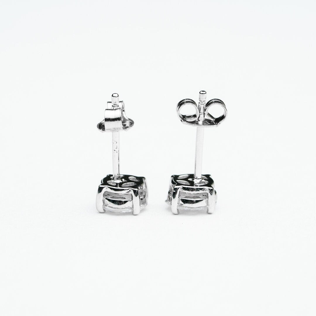 Princess cut 5a cubic zircon stud earring 925 sterling silver rhodium plated