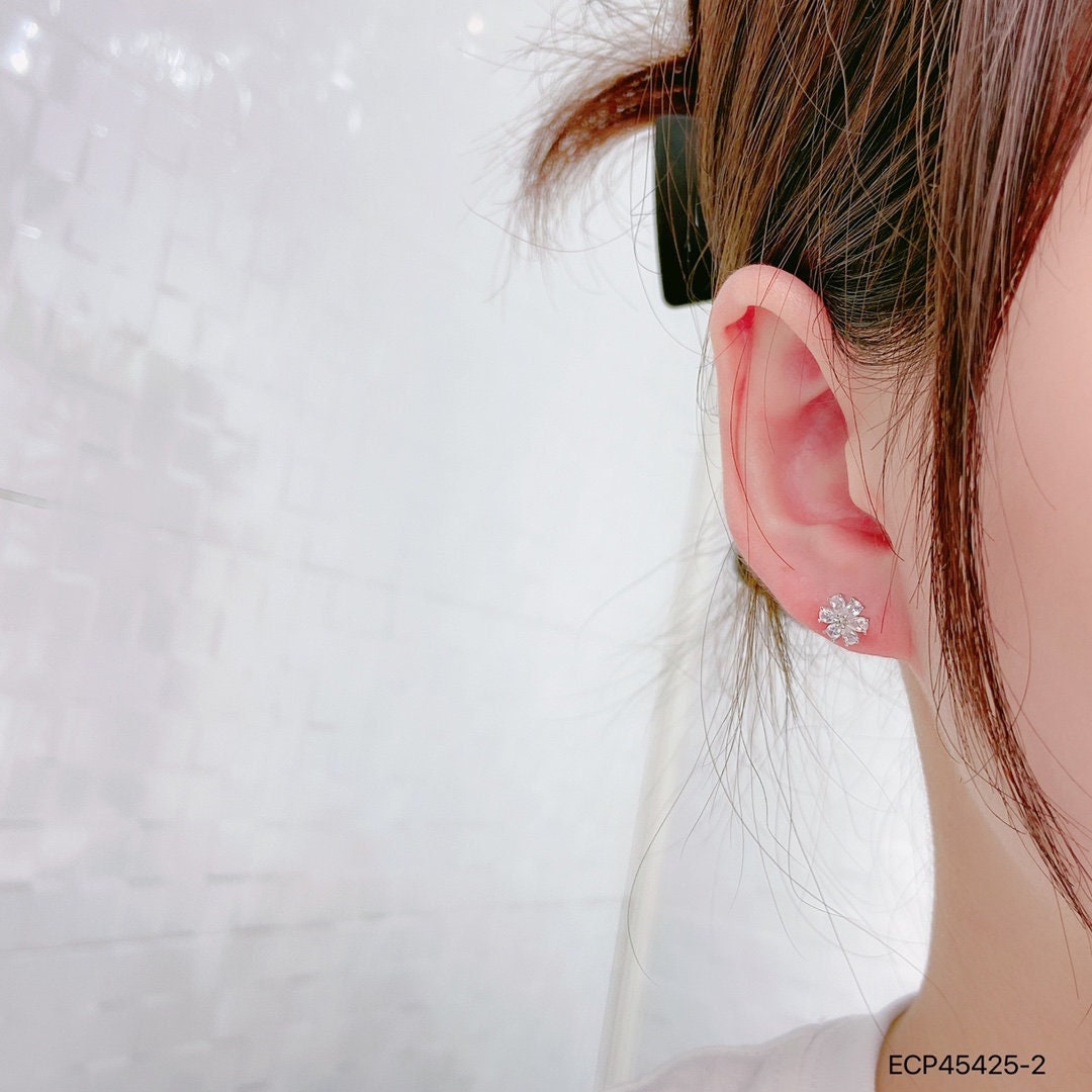 925 sterling silver, small earring studs, jewelry, rhodium plating, cubic zirconia stone, korean design.